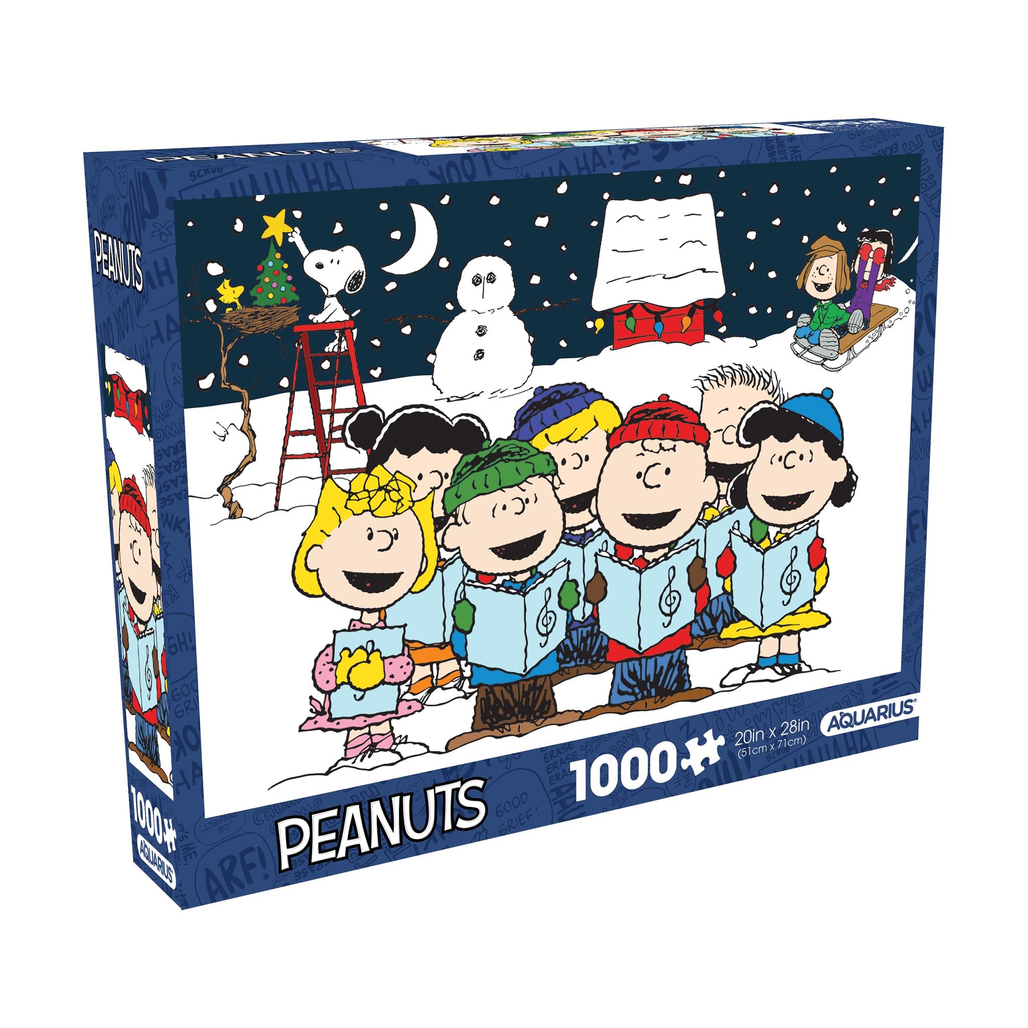 Puzzle de 1000 pièces Peanuts chantant des hymnes, neige scintillante
