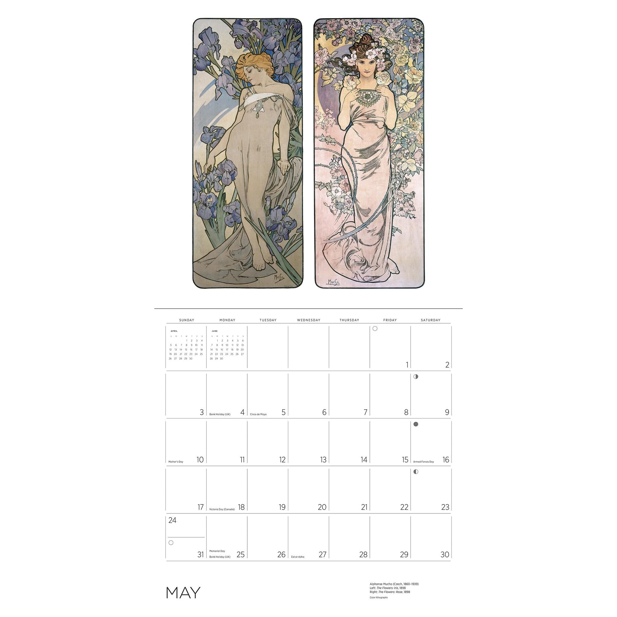 Calendrier mural Alphonse Mucha 2026