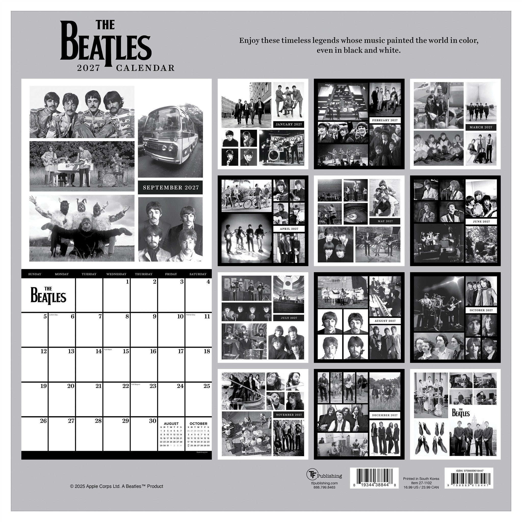 The Beatles: In Black & White 2027 Wall Calendar - Online Only