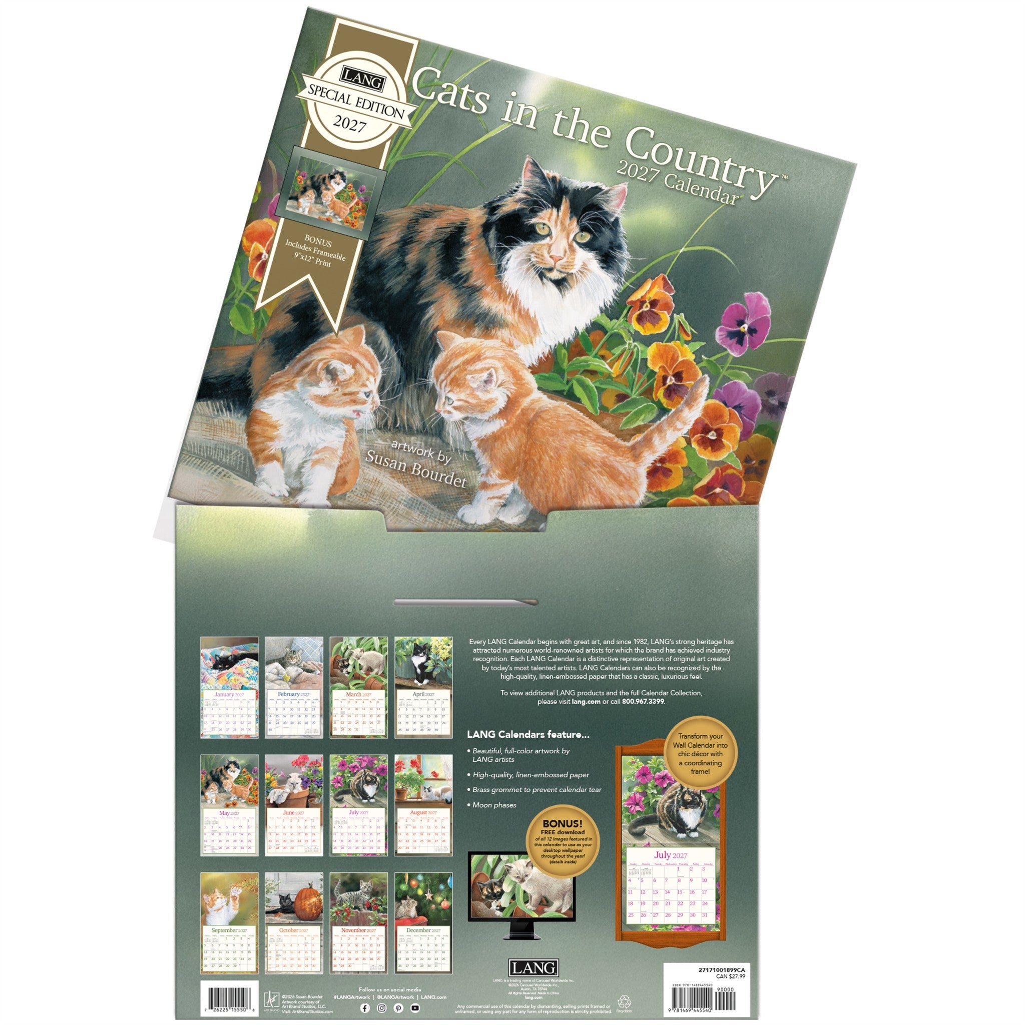 Cats In The Country Special Edition with Print 2027 Wall Calendar