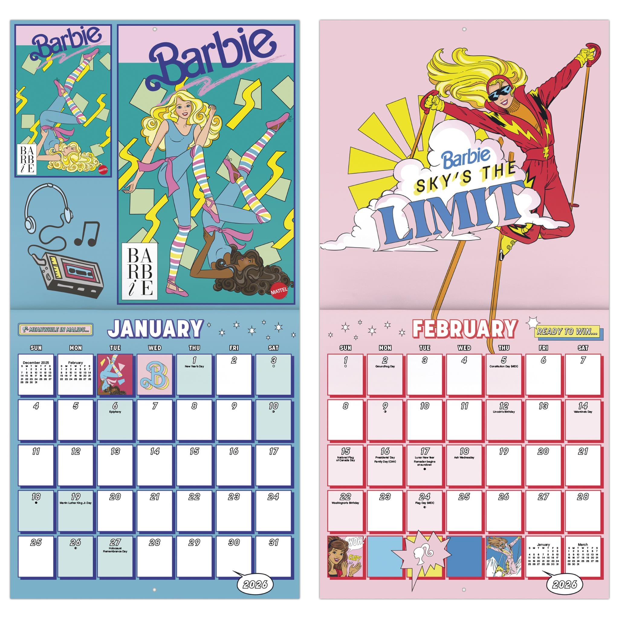 Calendrier mural Barbie Comic 2026