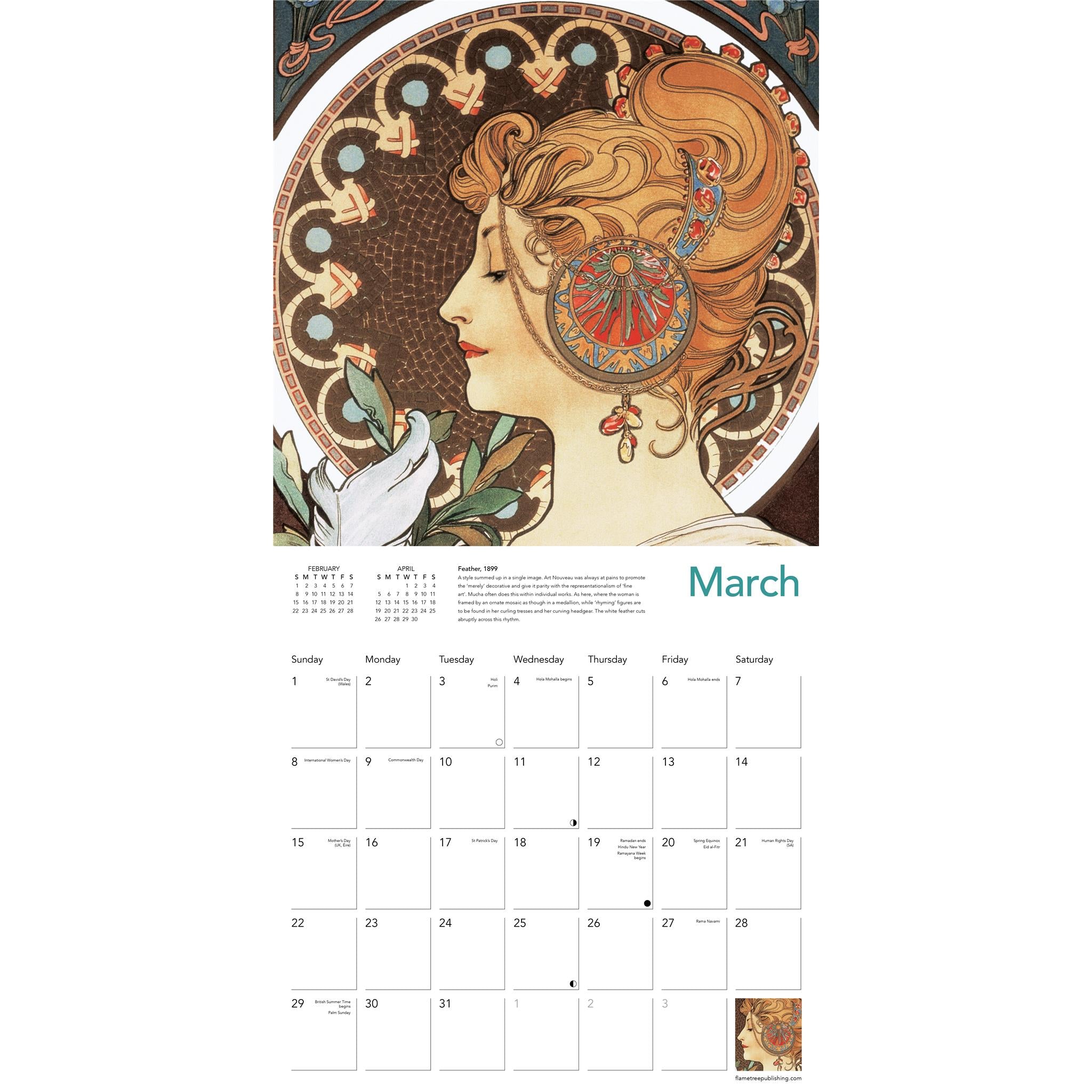 Calendrier mural Alphonse Mucha 2026 - Disponible uniquement en ligne