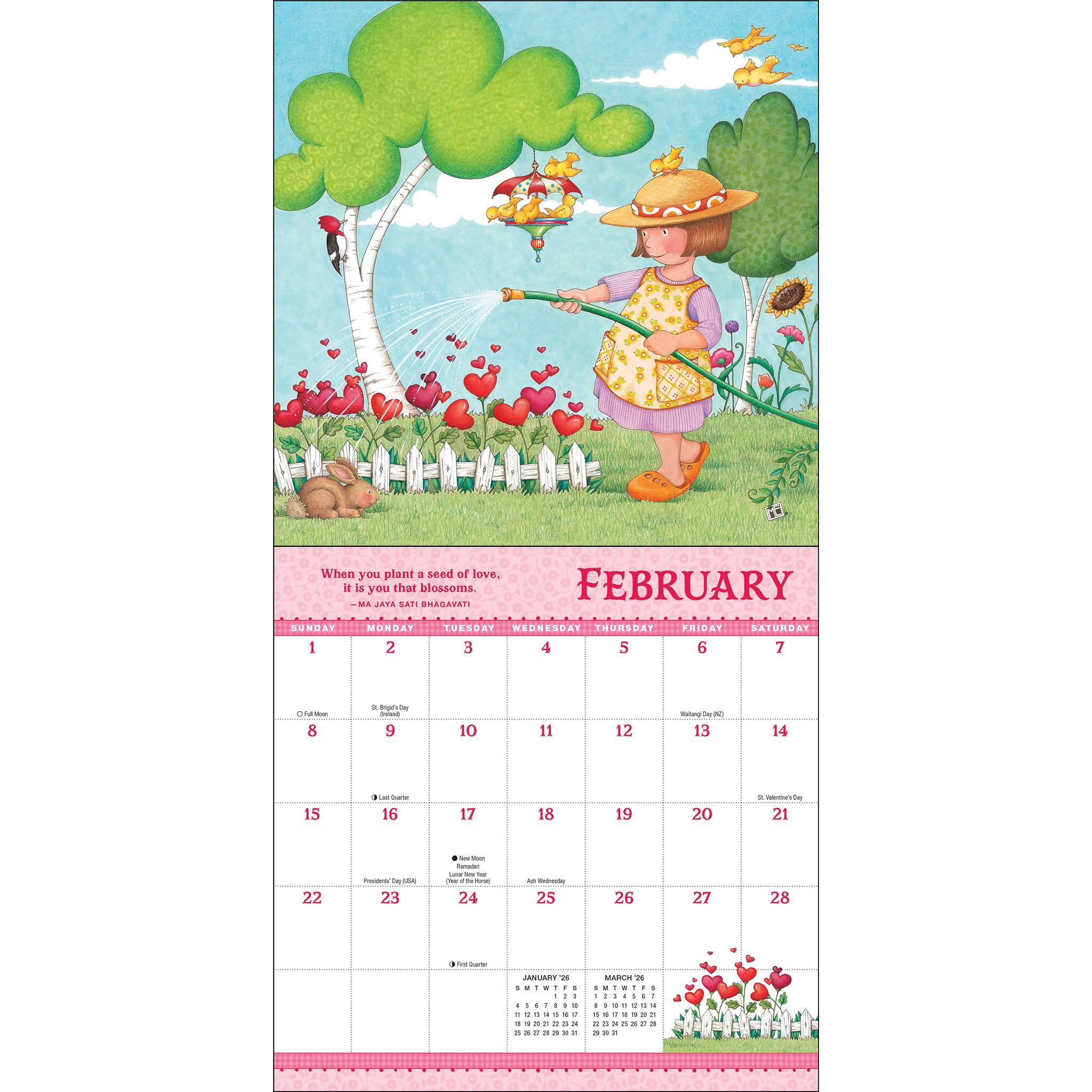 Calendrier miniature 2026 « Grandir au fil du courant » de Mary Engelbreits - Disponible uniquement en ligne