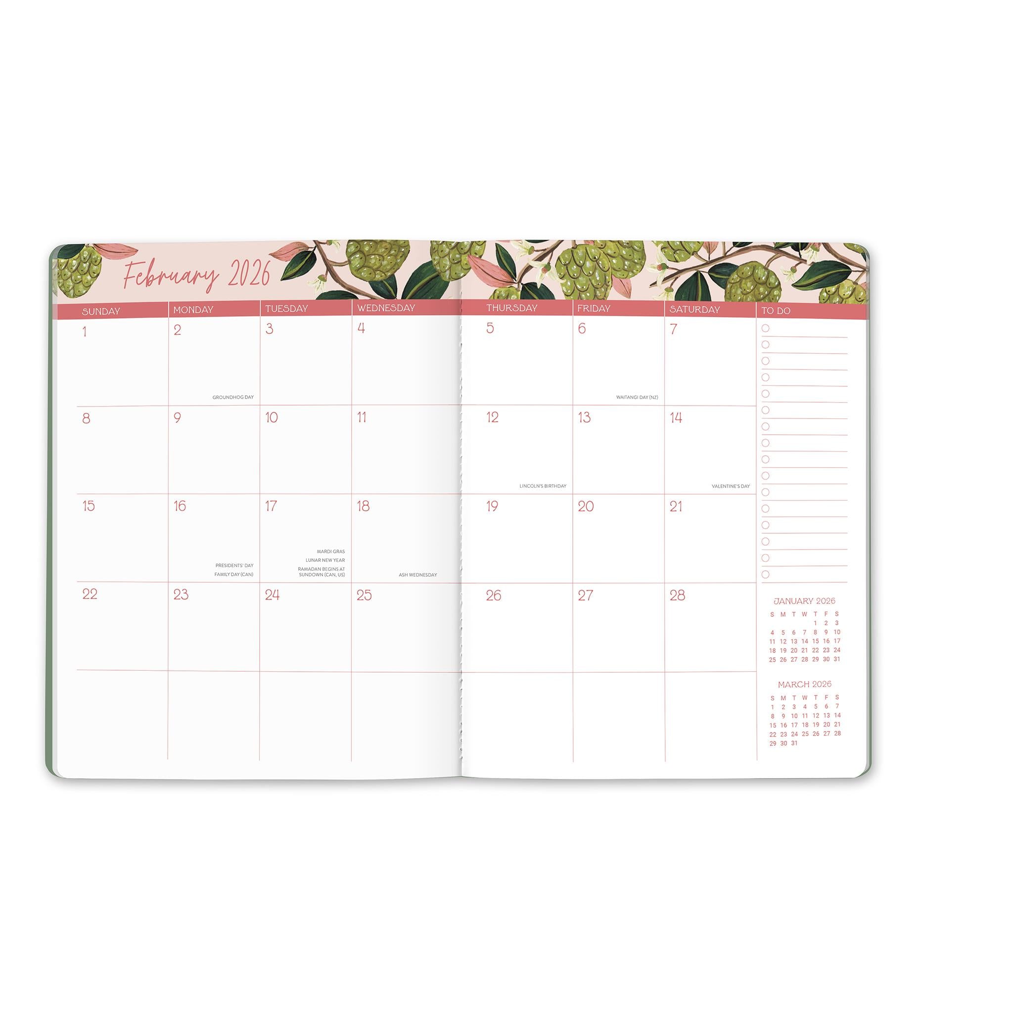 Fruit And Flora Just Right 2025-2026 Monthly Planner Calendar