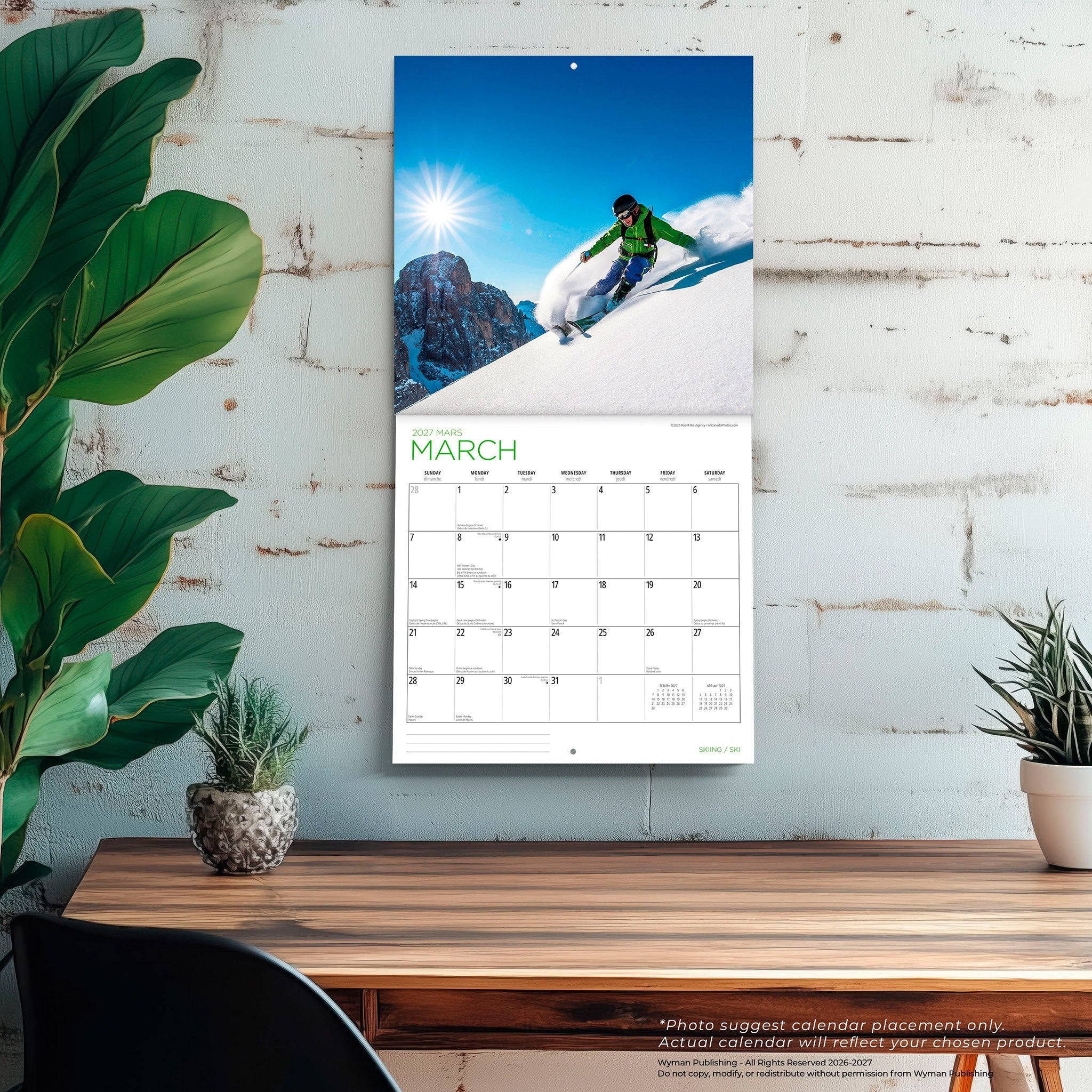 Skiing / Ski 2027 Wall Calendar