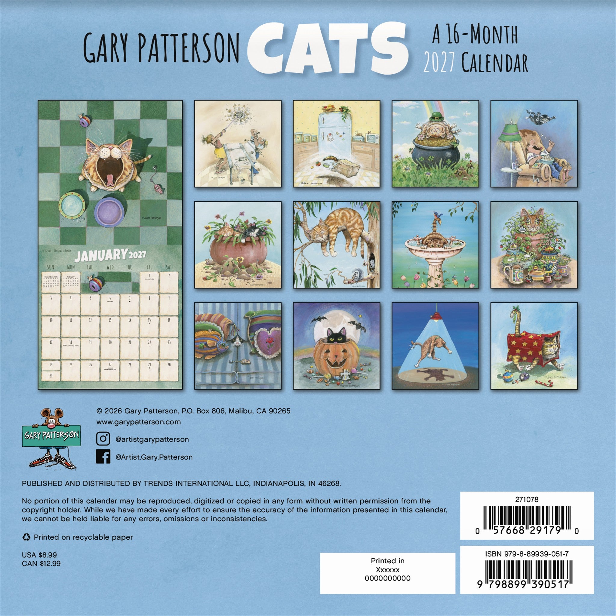 Gary Patterson - Calendrier Mini 2027 Chats