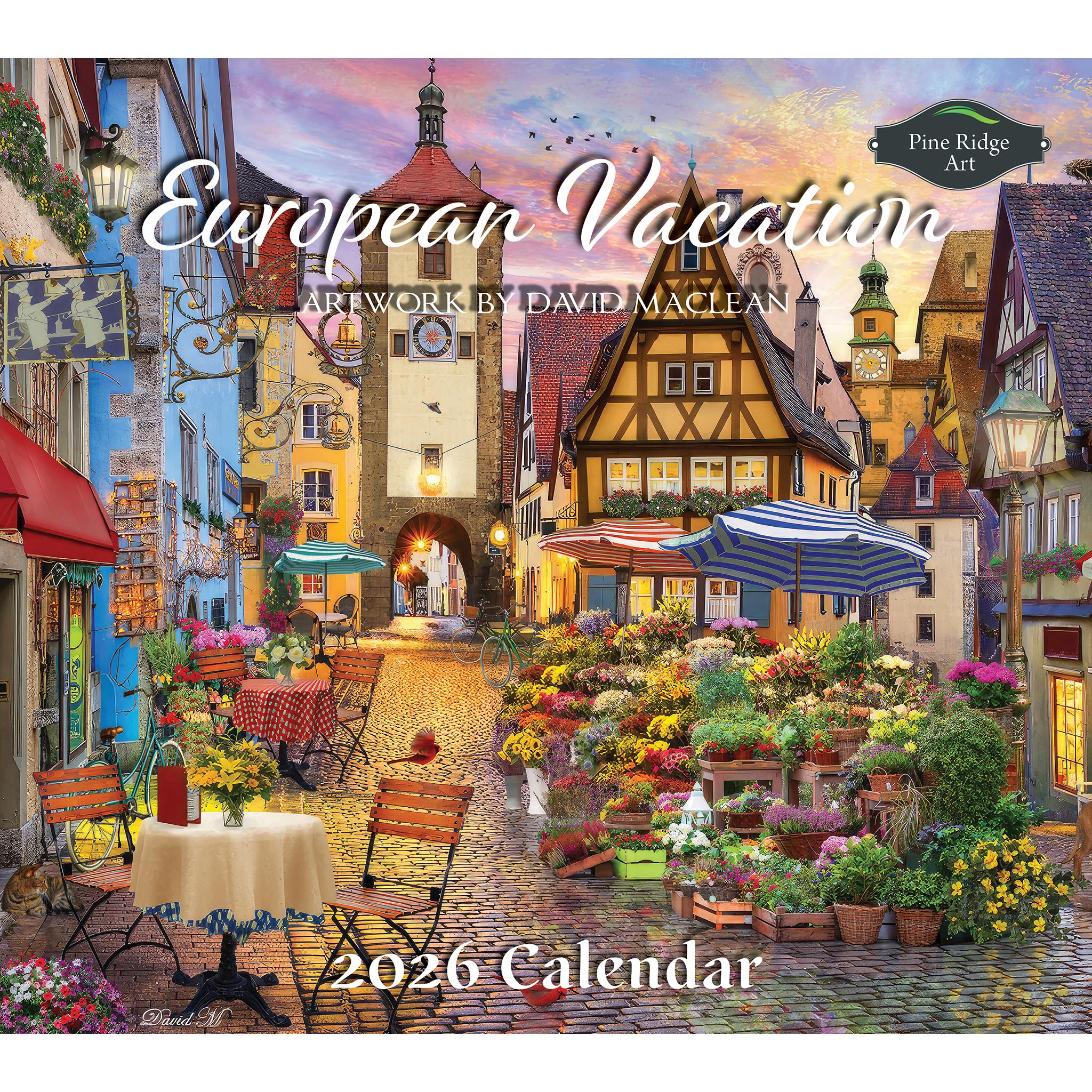 Calendrier mural des vacances en Europe 2026 - Disponible uniquement en ligne