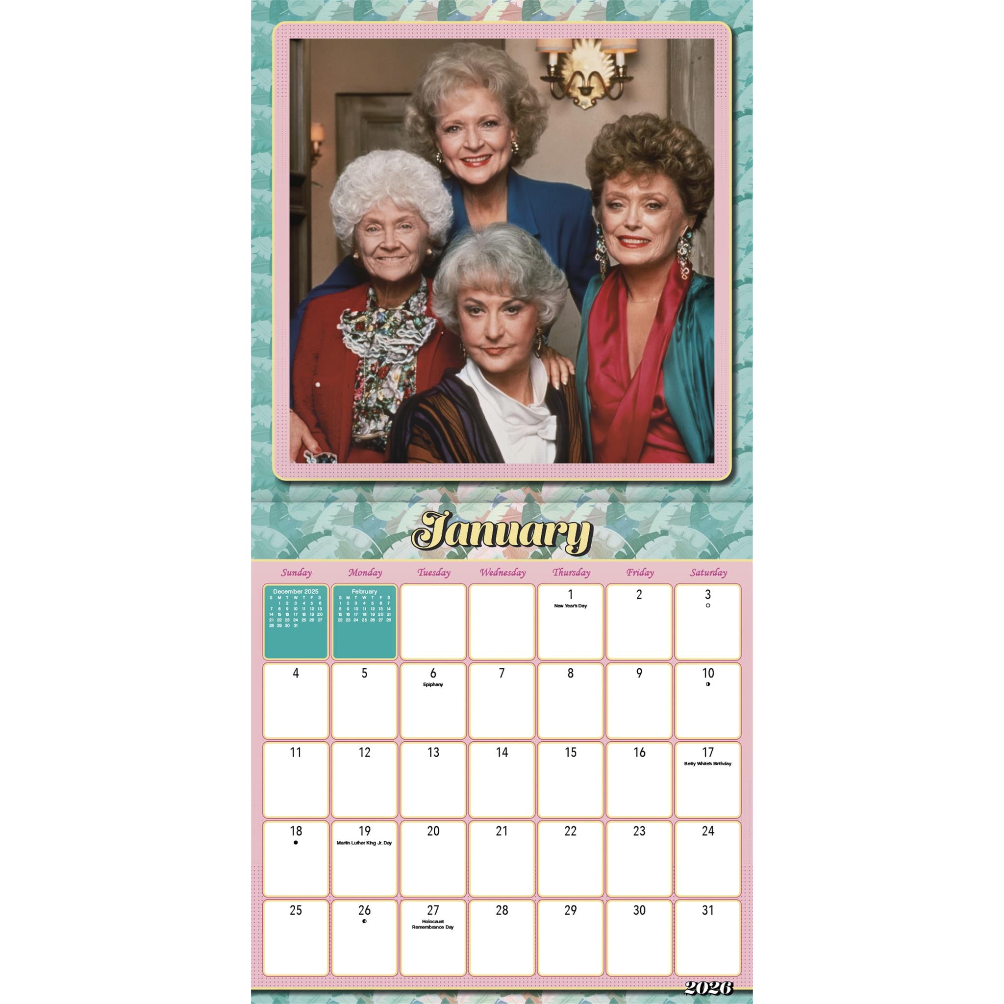 Calendrier mural de luxe exclusif Golden Girls avec impression 2026