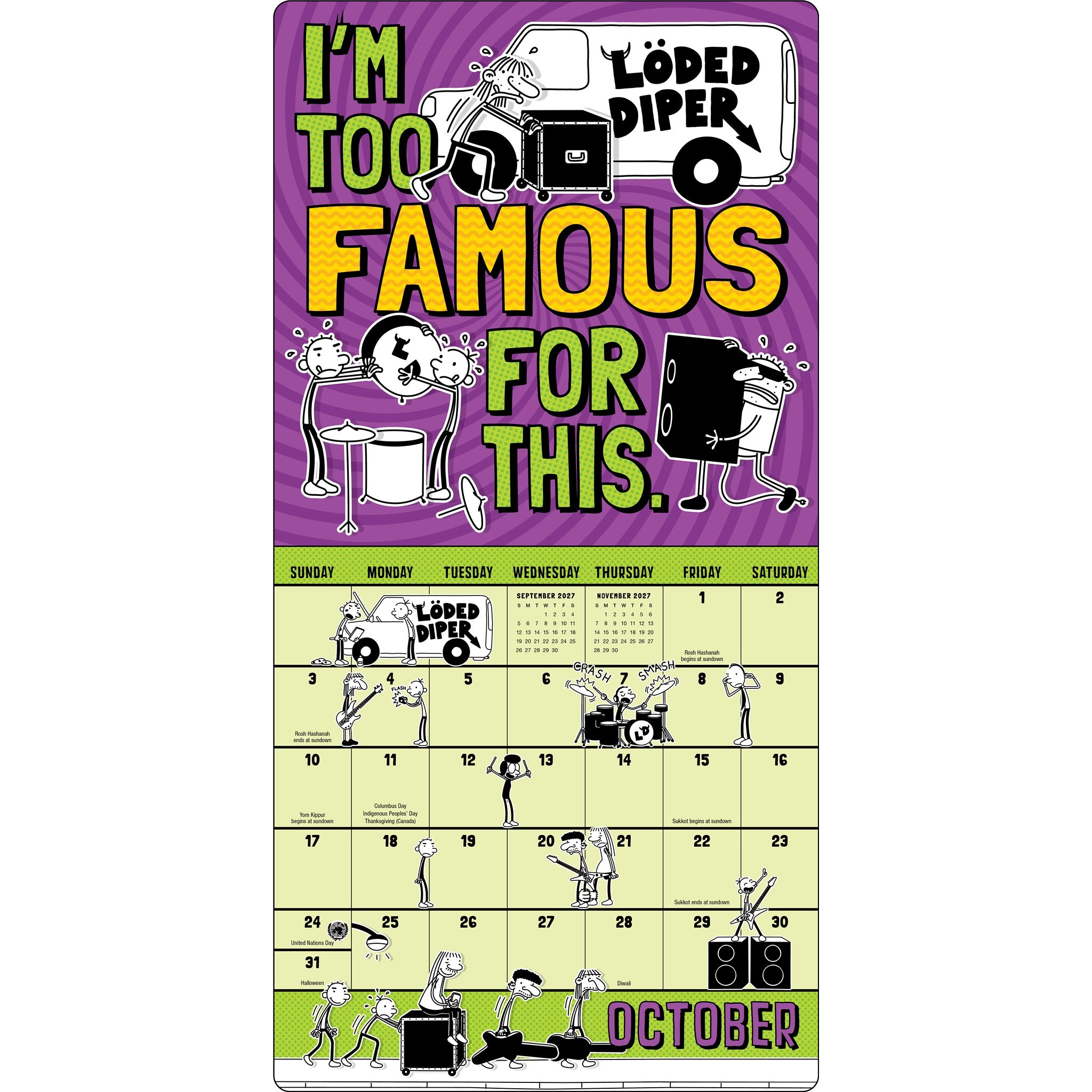 Wimpy Kid with Stickers 2027 Wall Calendar