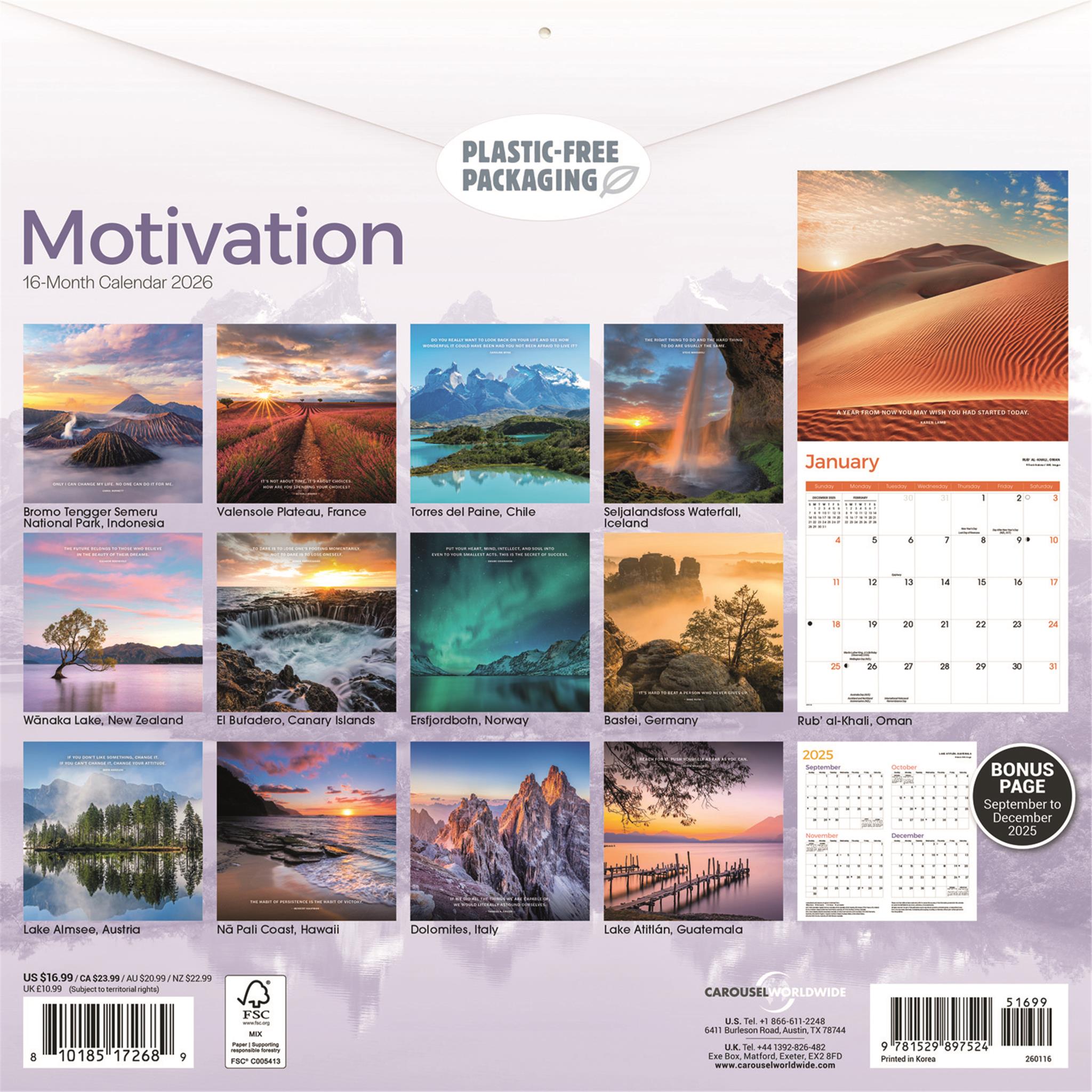 Motivation 2026 Wall Calendar