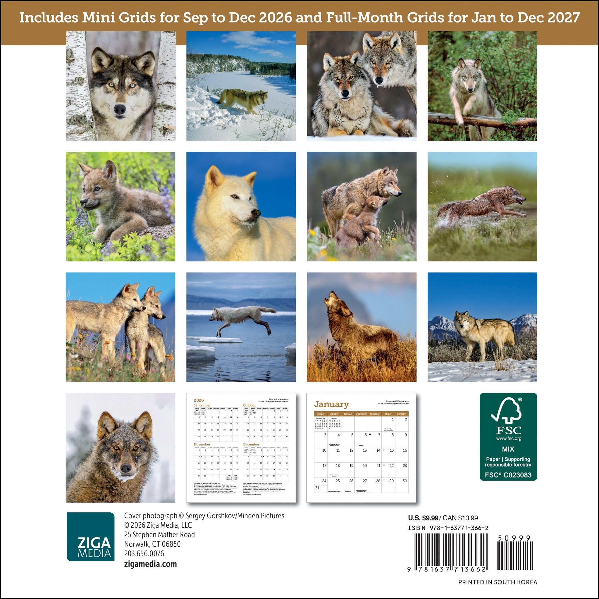 Mini Calendrier Loups 2027