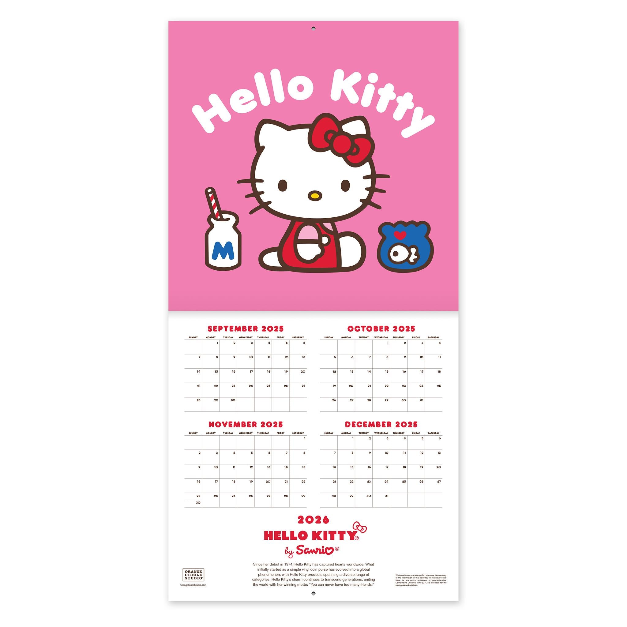 Hello Kitty Playful Pink 2026 Wall Calendar