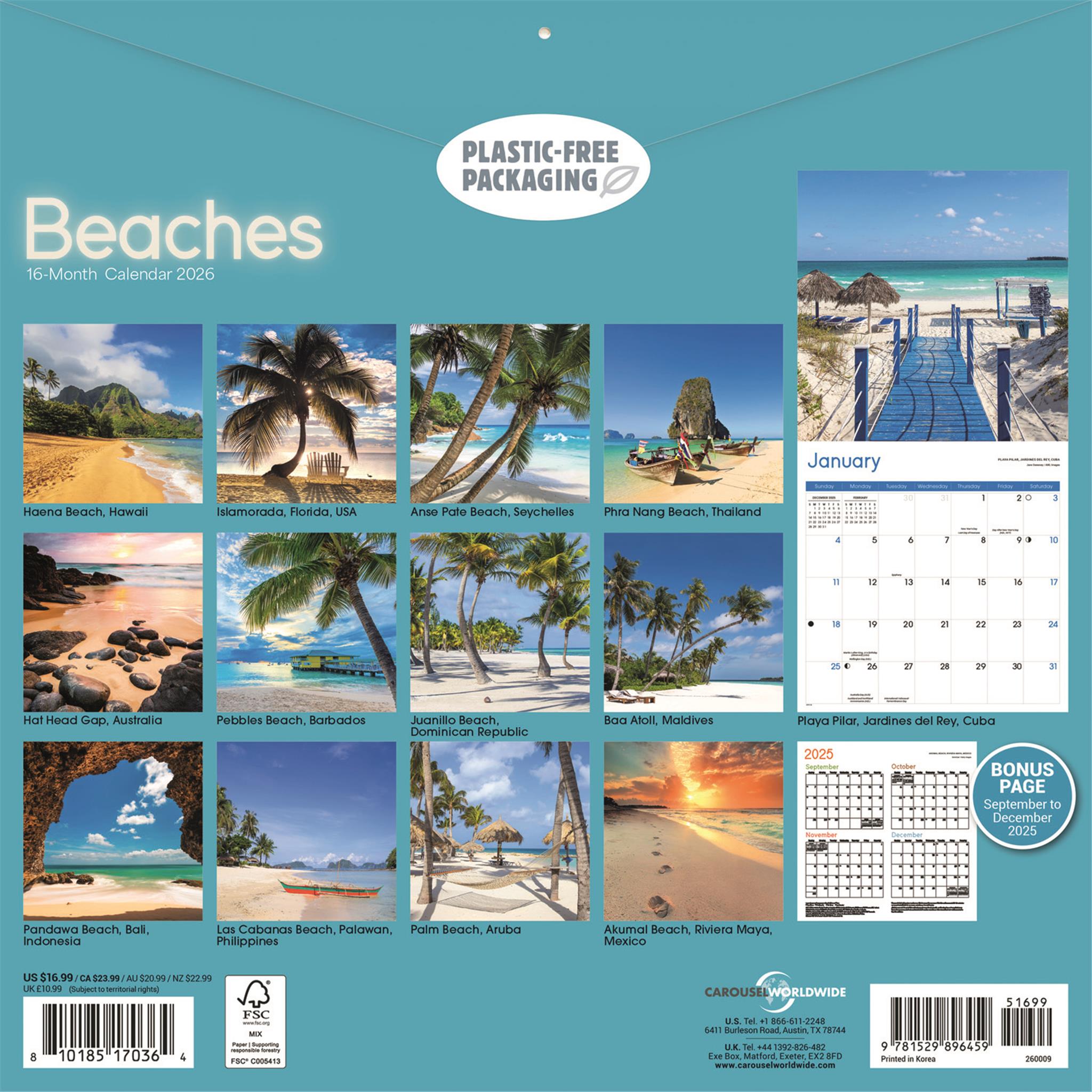 Calendrier mural des plages 2026