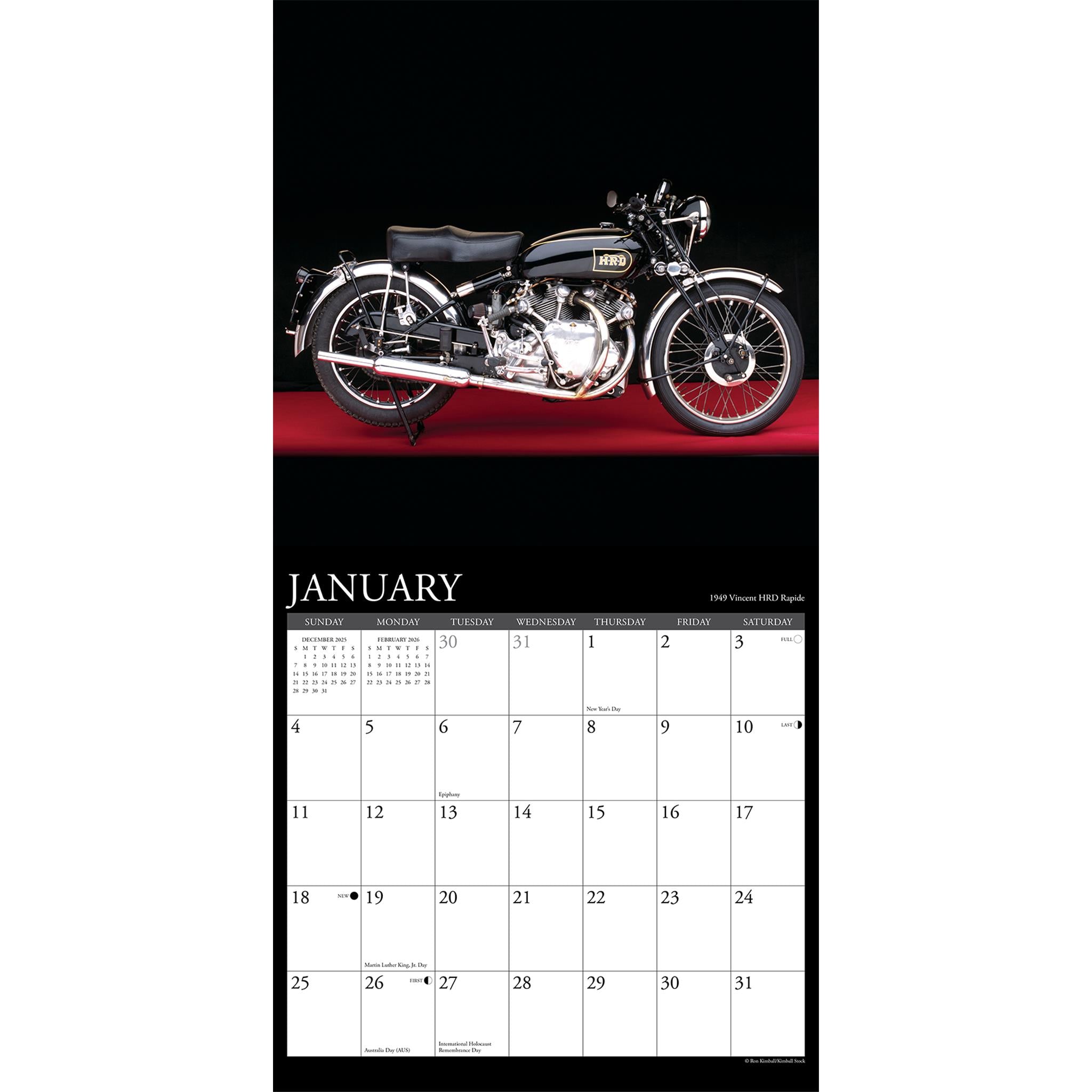 Calendrier mural des motos classiques 2026