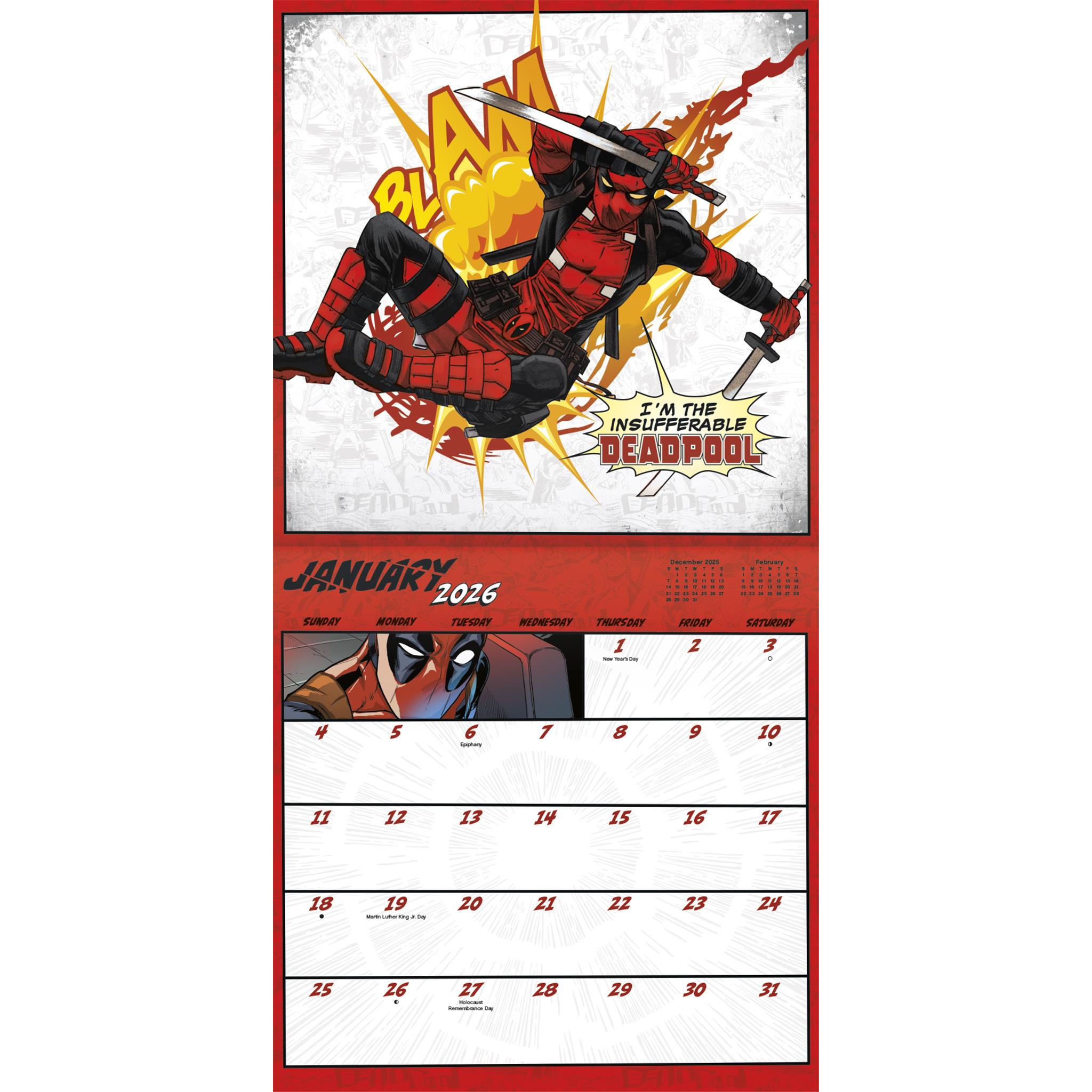 Calendrier mural Deadpool 2026