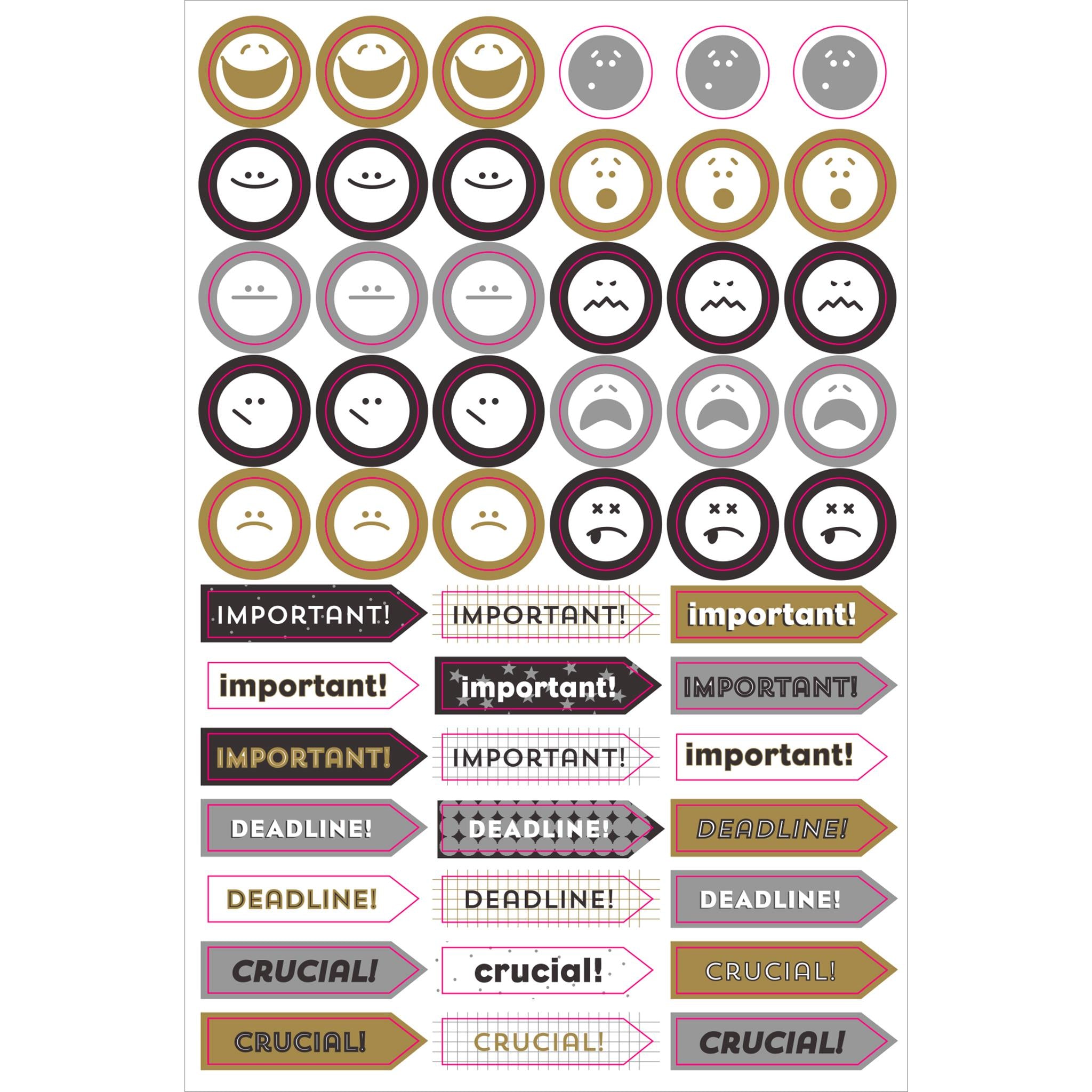 Black and Gold Essentials Planner Stickers - Online Only