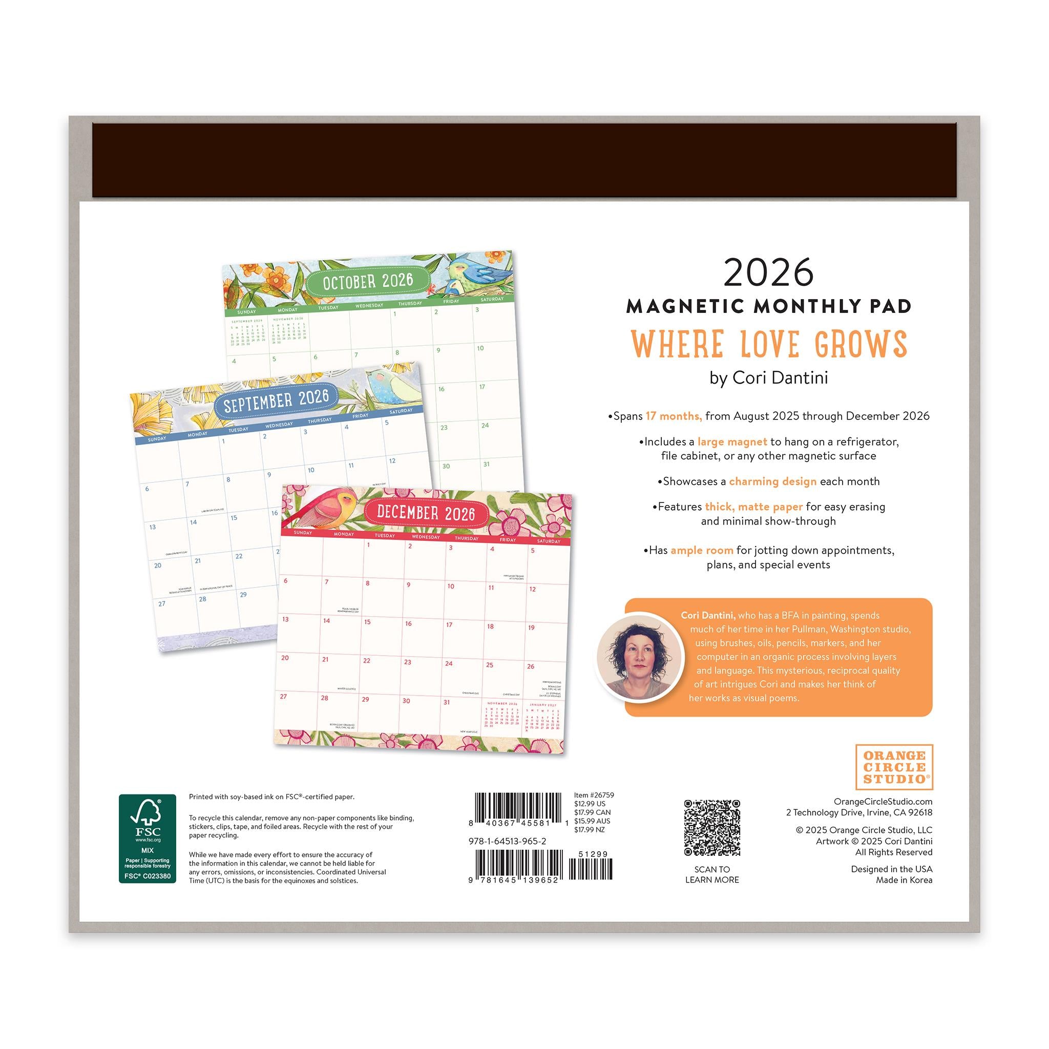 Calendrier mini magnétique exclusif « Là où l'amour grandit » 2025-2026