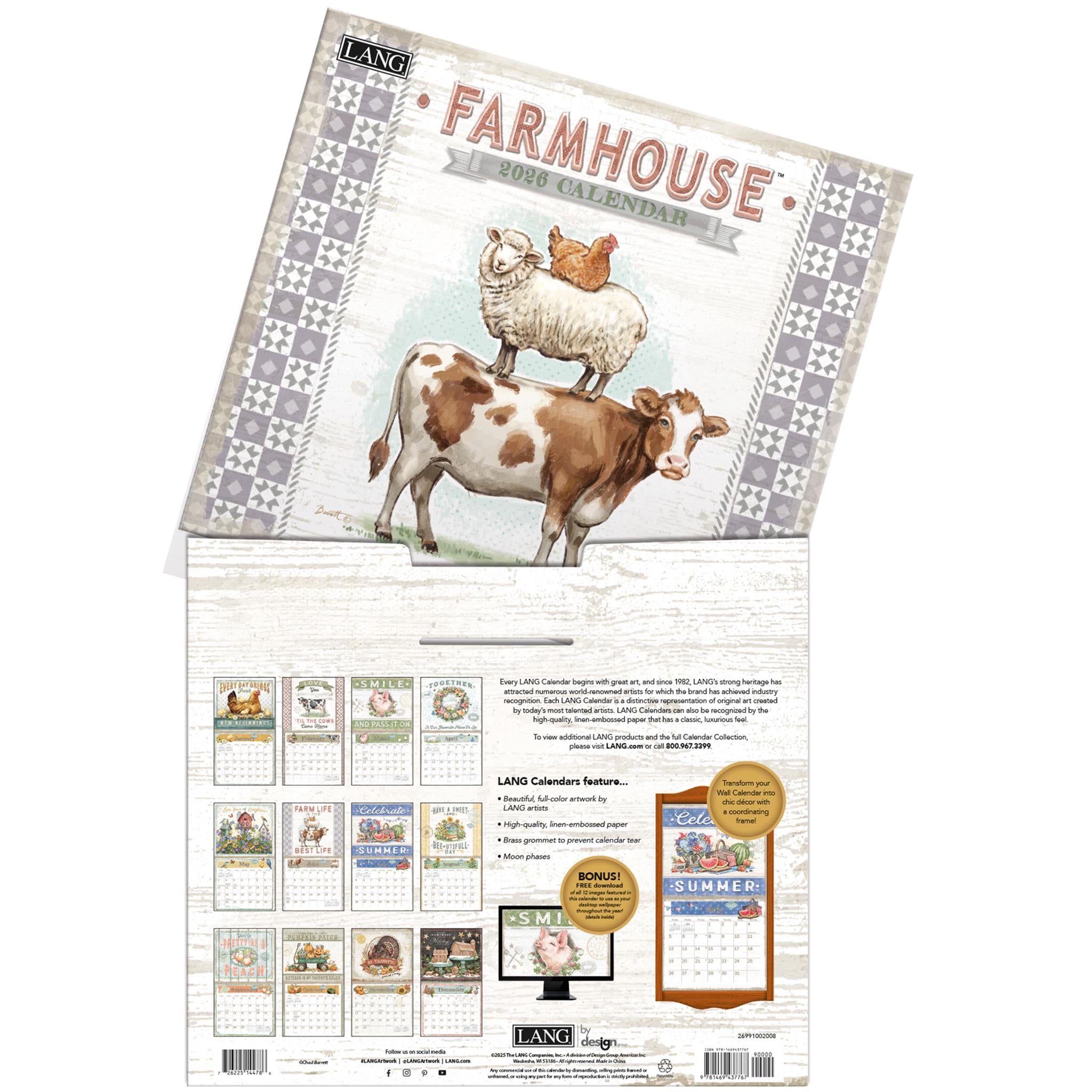 Calendrier mural de luxe Farmhouse 2026 - Disponible uniquement en ligne
