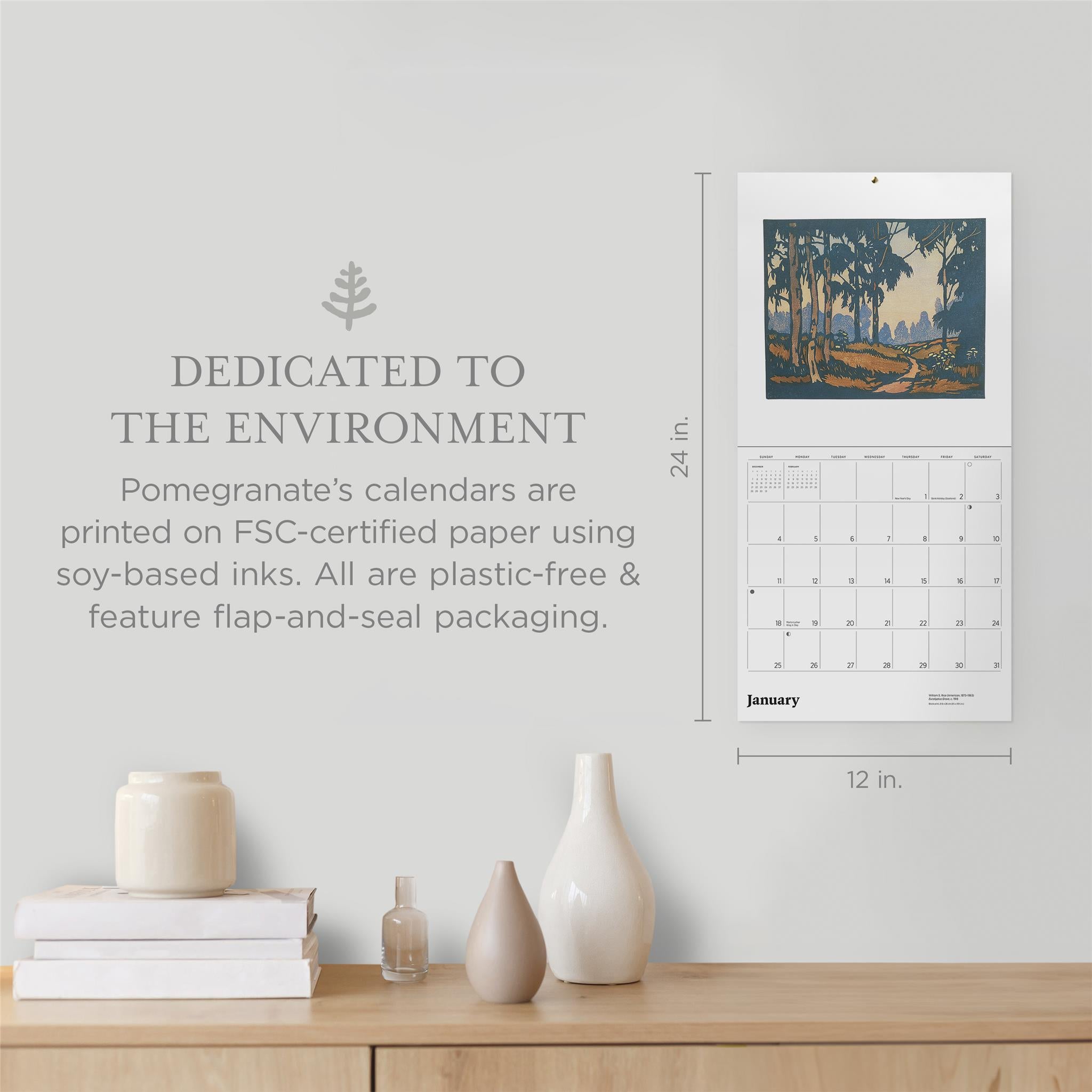 Calendrier mural 2026 d'estampes artisanales - Disponible uniquement en ligne