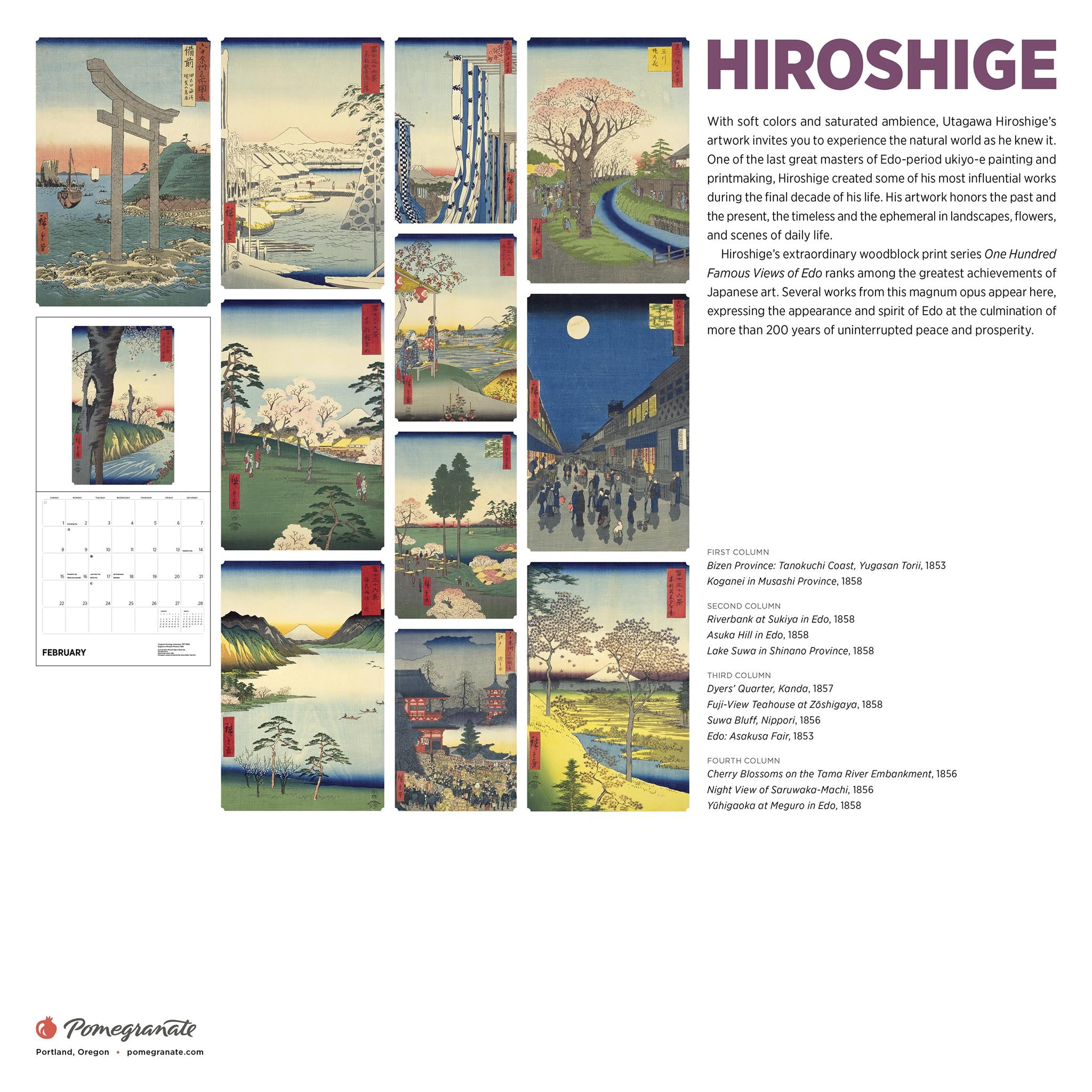 Calendrier mural Hiroshige 2026