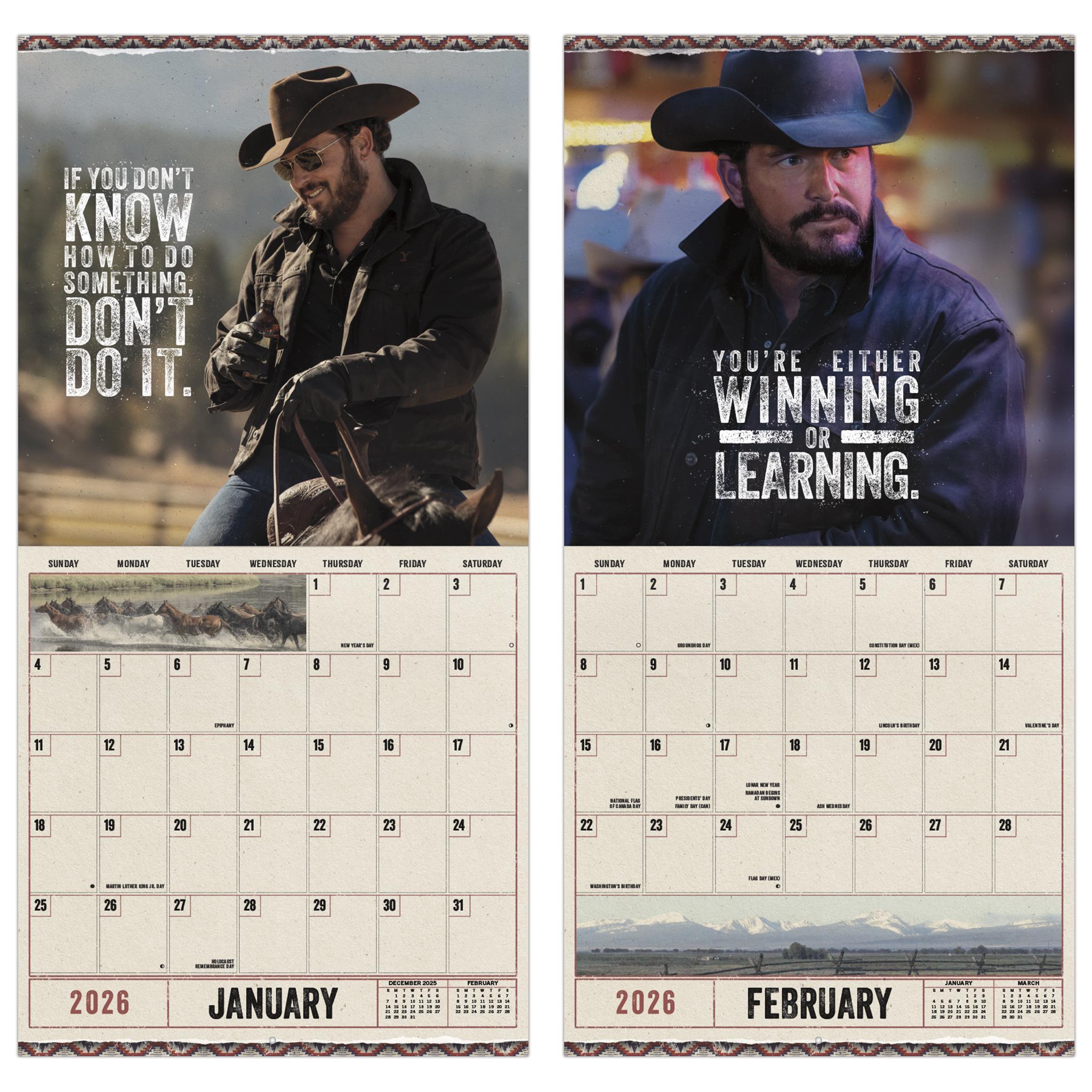 Calendrier mural Yellowstone Rip Wheeler 2026 - Disponible uniquement en ligne