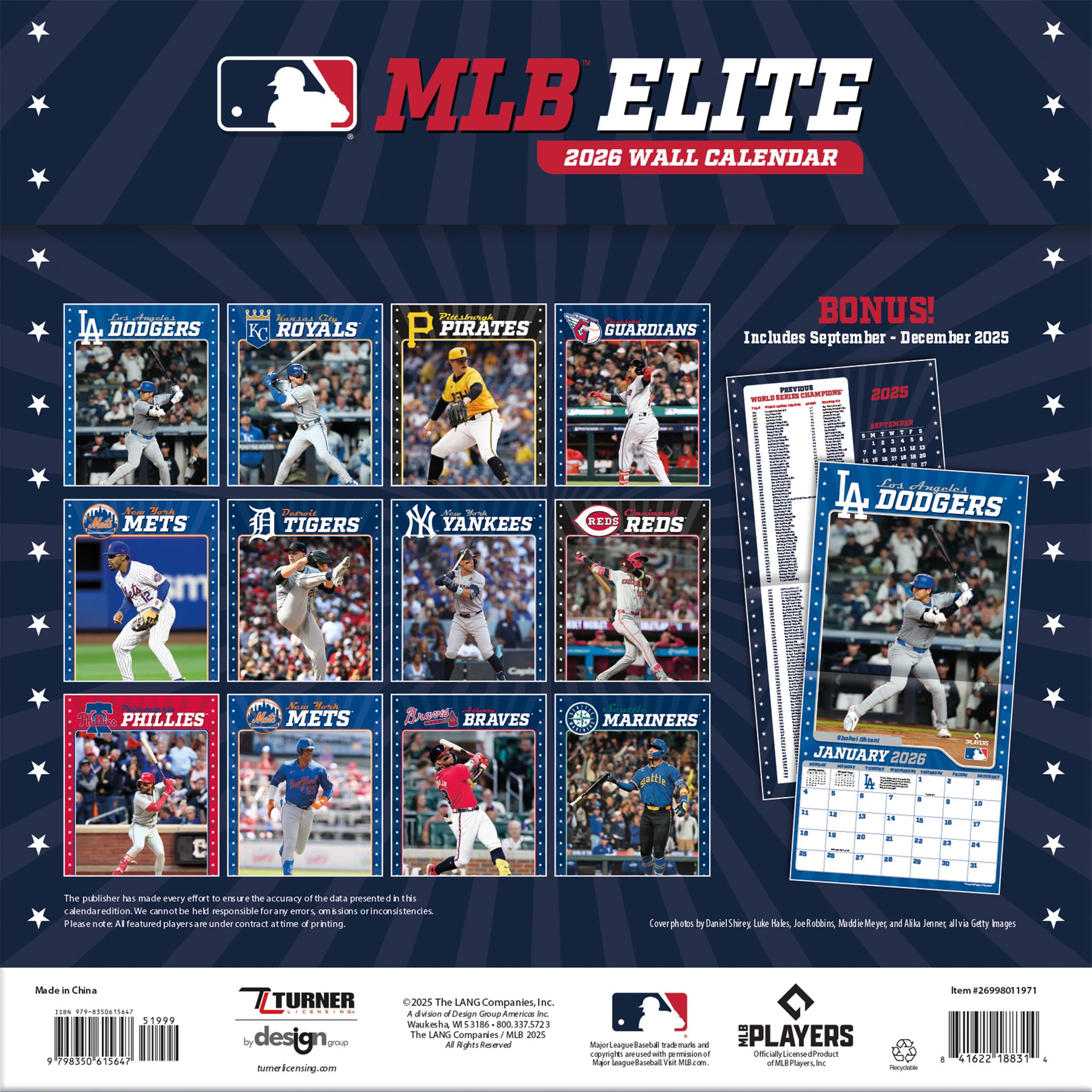Calendrier mural MLB Elite 2026