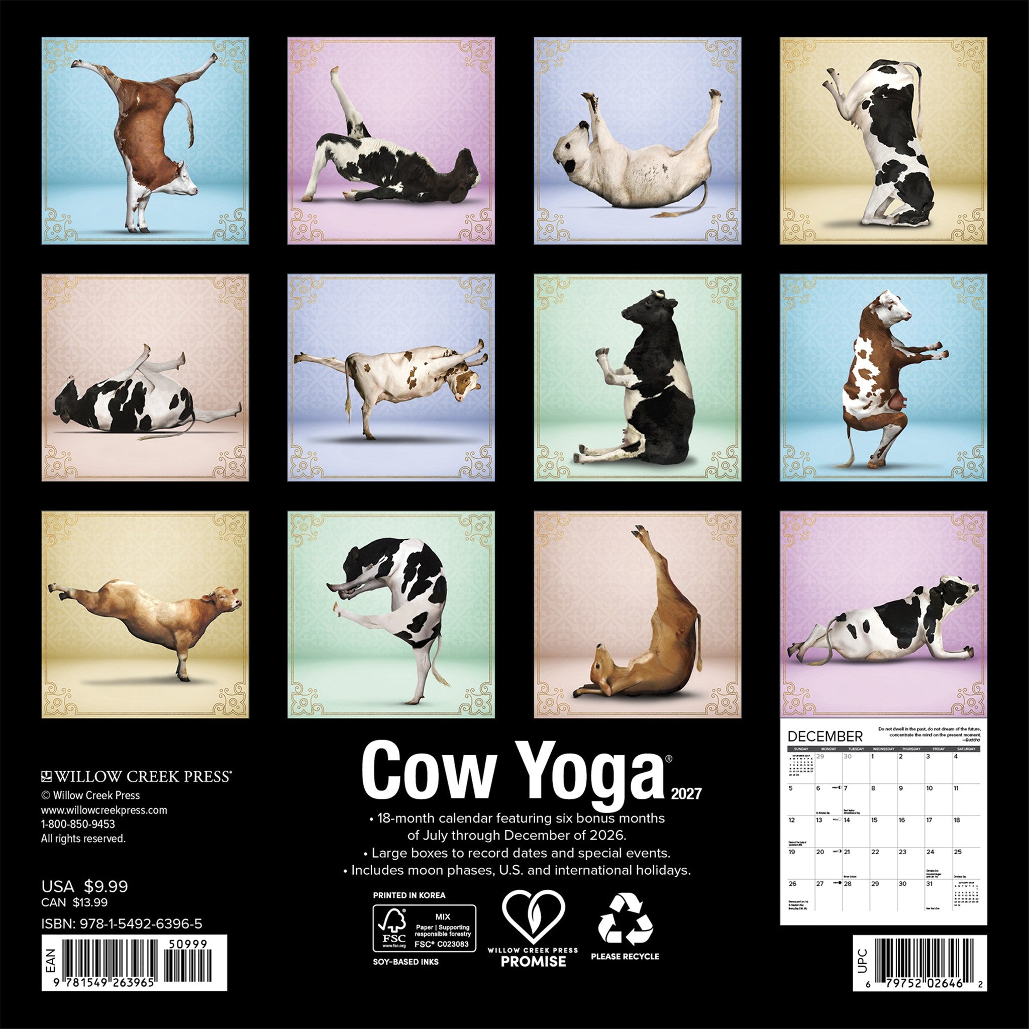 Cow Yoga 2027 Mini Calendar