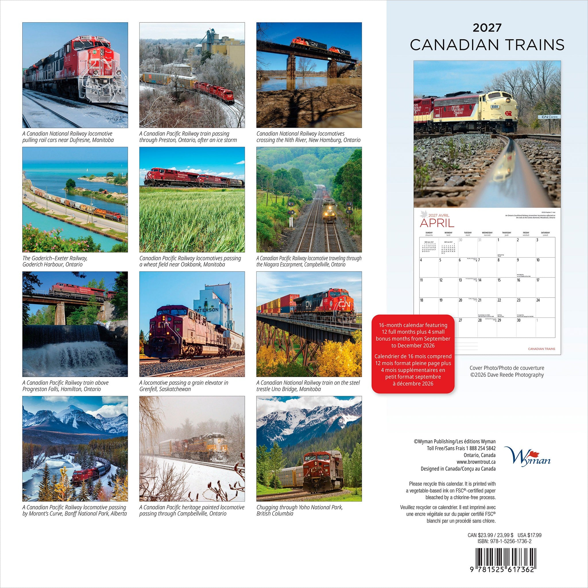 Canadian Trains 2027 Wall Calendar