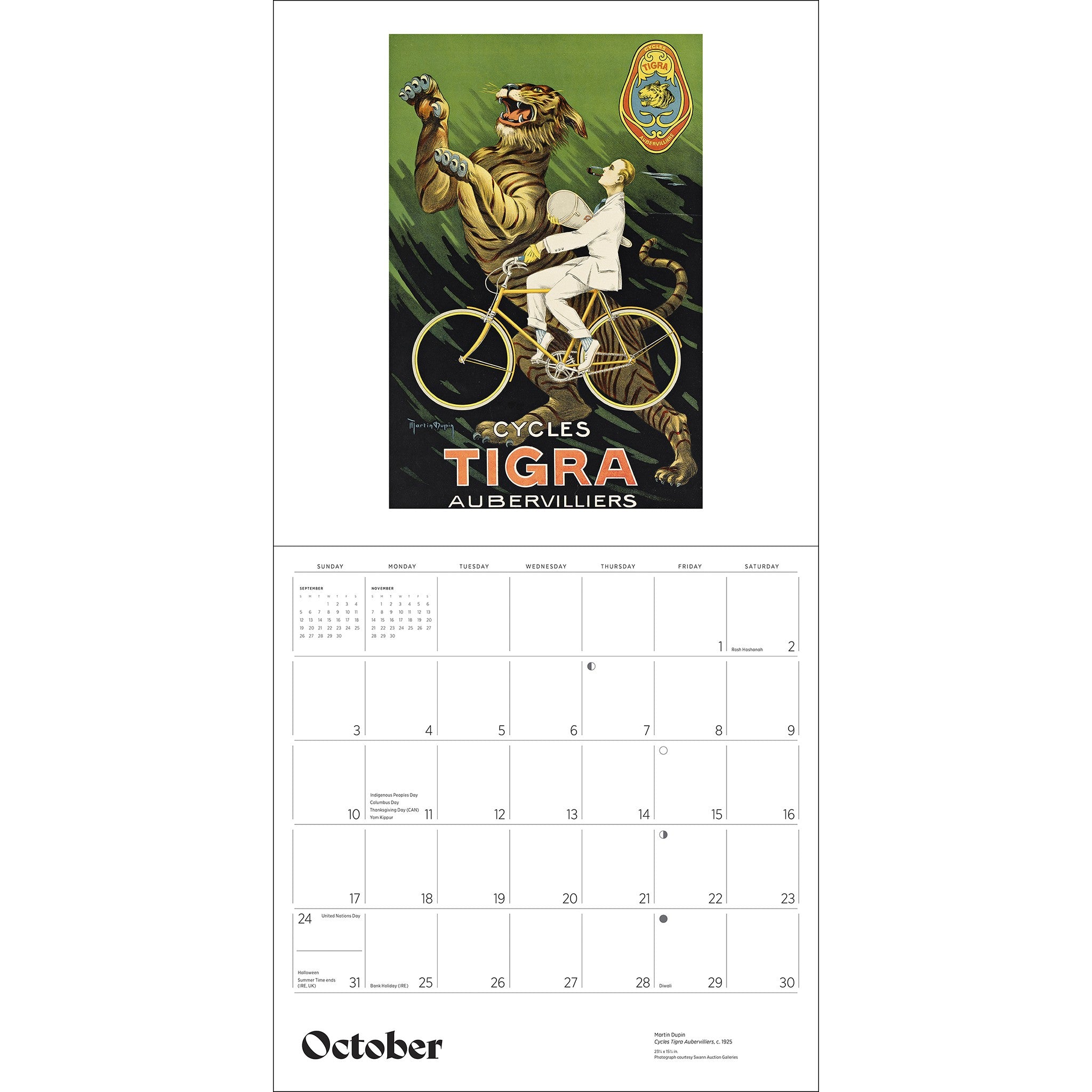 Calendrier mural 2027 Bicyclettes Affiches vintage - En ligne seulement