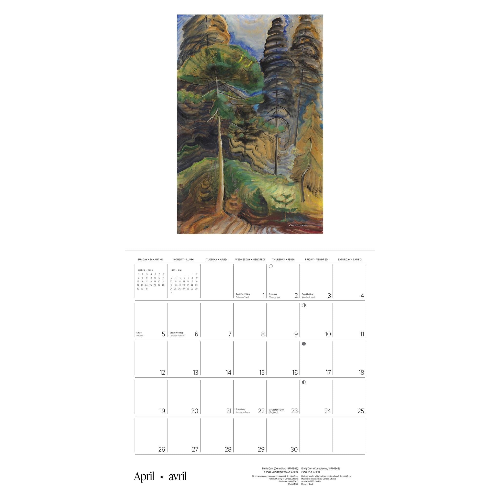 Emily Carr 2026 Wall Calendar