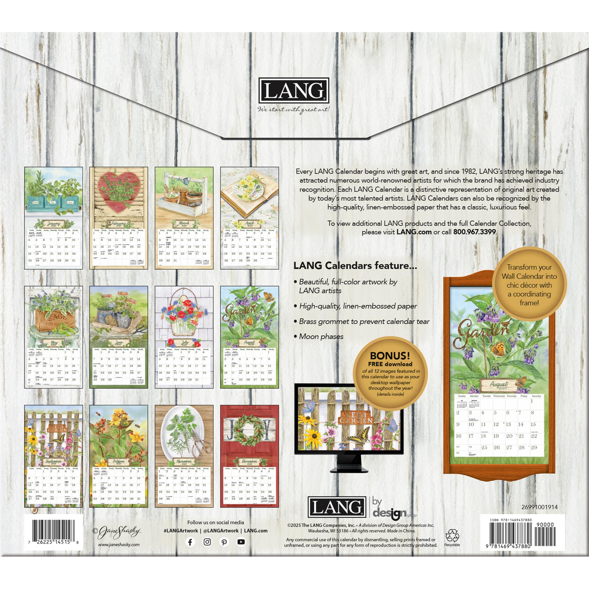 Calendrier mural de luxe Jardin d'herbes aromatiques 2026 - Disponible uniquement en ligne