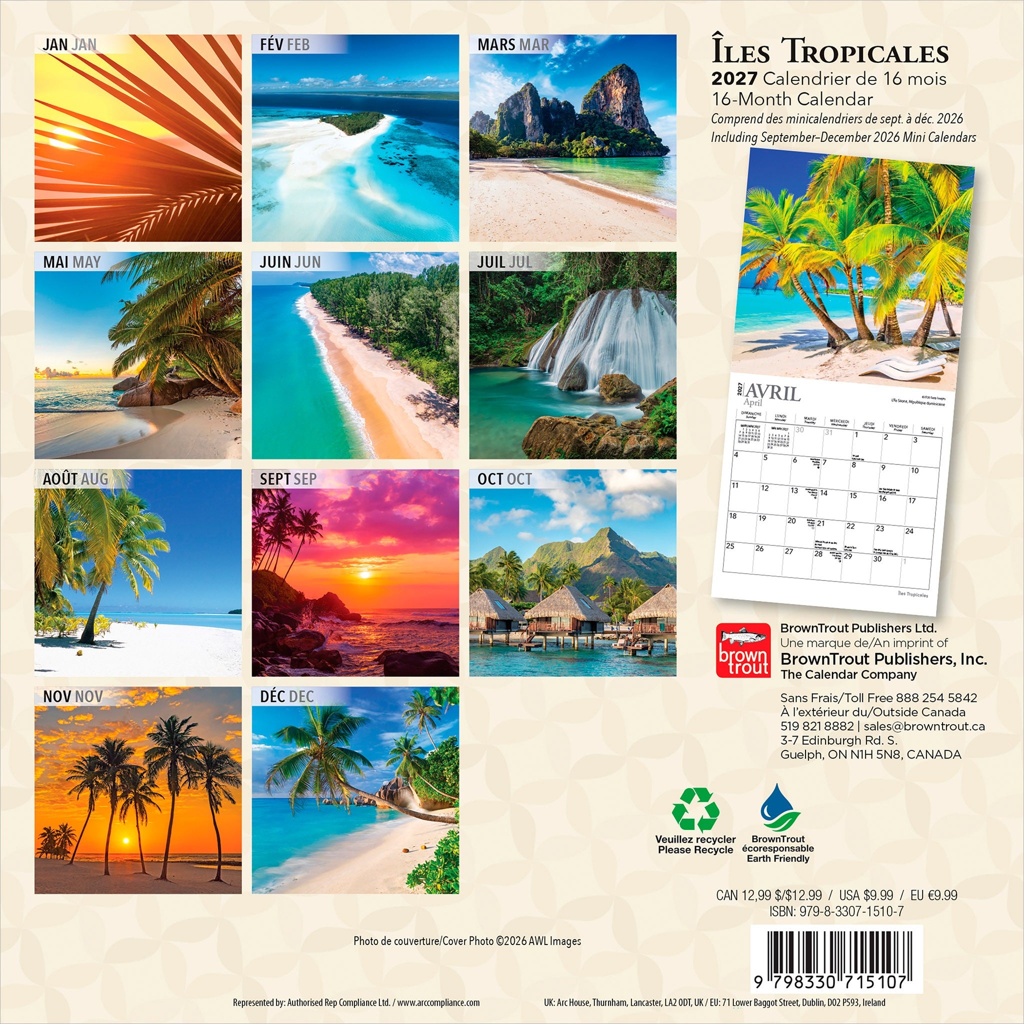Iles Tropicales 2027 Mini Calendar (French)