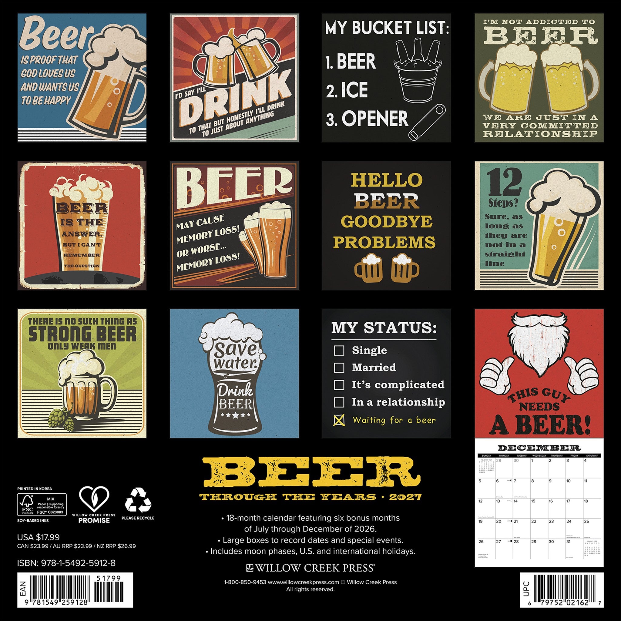 Beer—Through the Years 2027 Wall Calendar