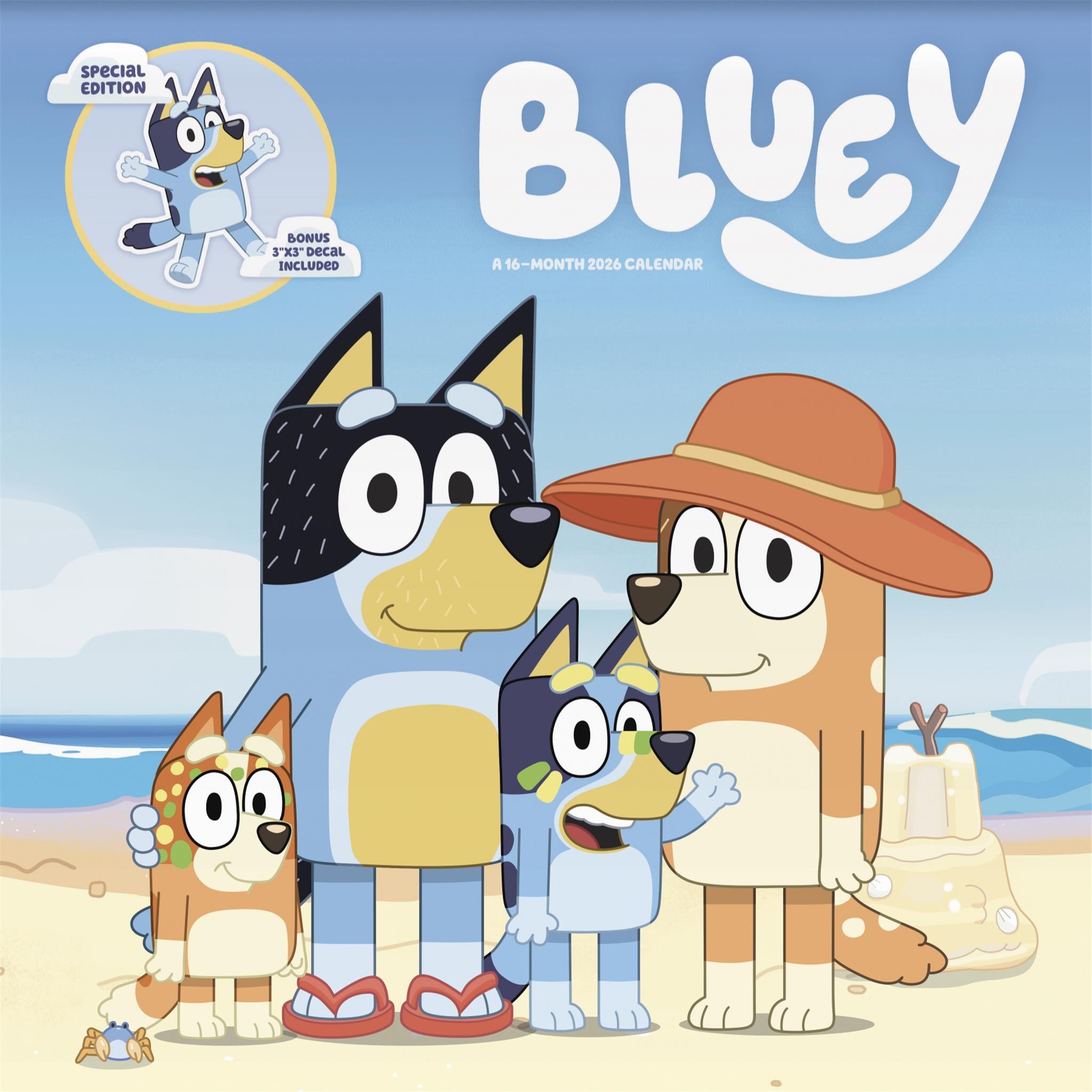 Calendrier mural de luxe Bluey Exclusive avec autocollant 2026