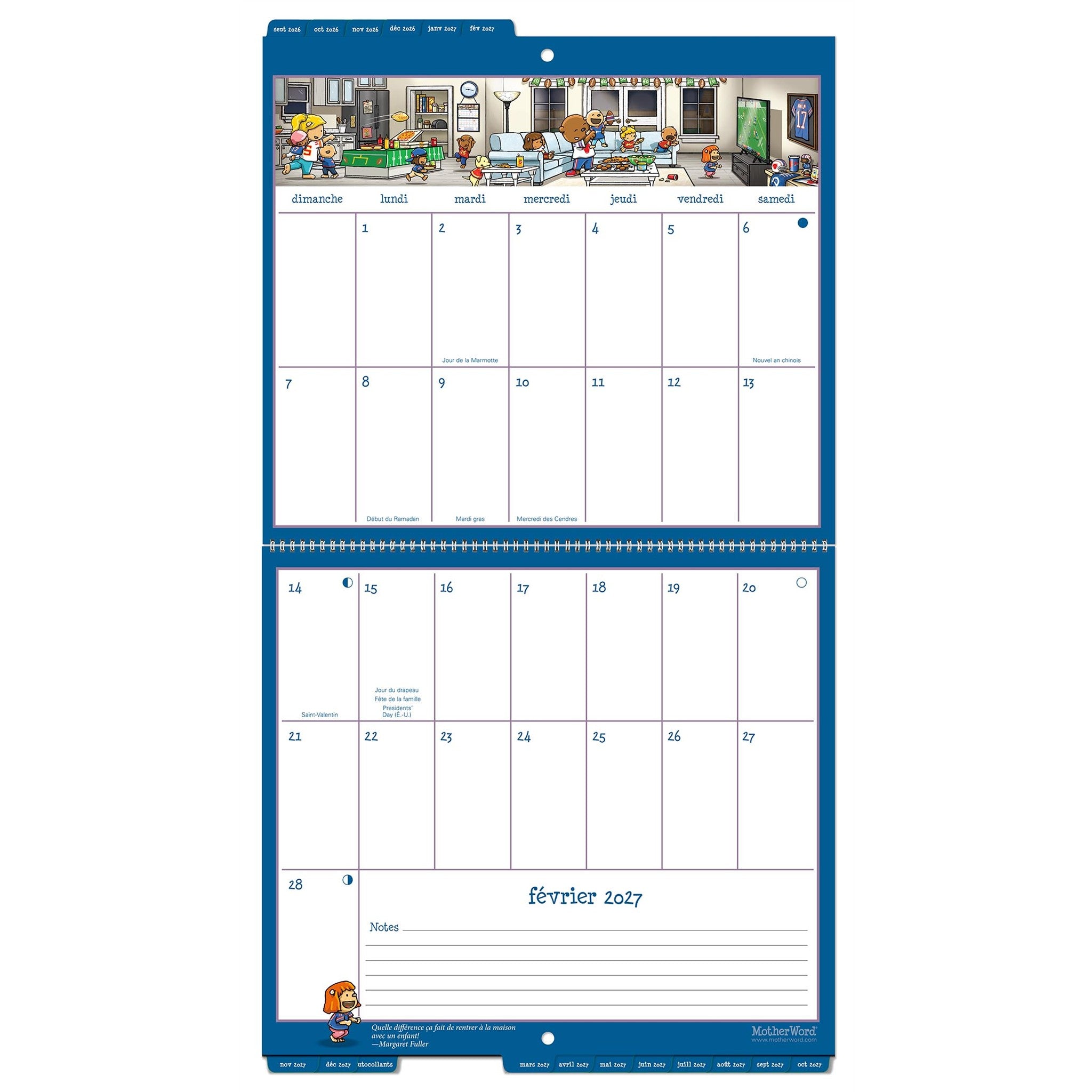 MotherWord Tabbed French 2027 Wall Calendar