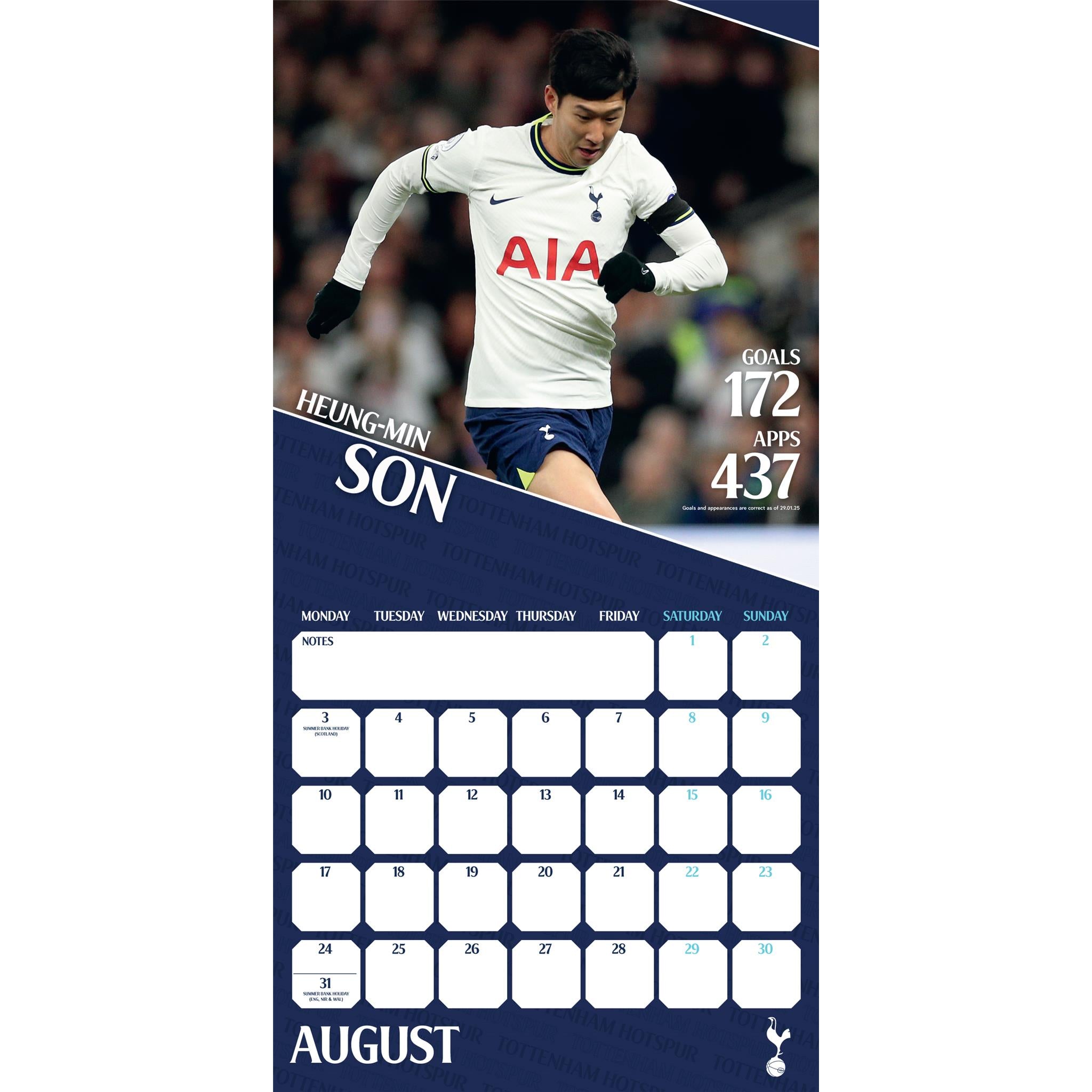 Tottenham Hotspur 2026 Wall Calendar