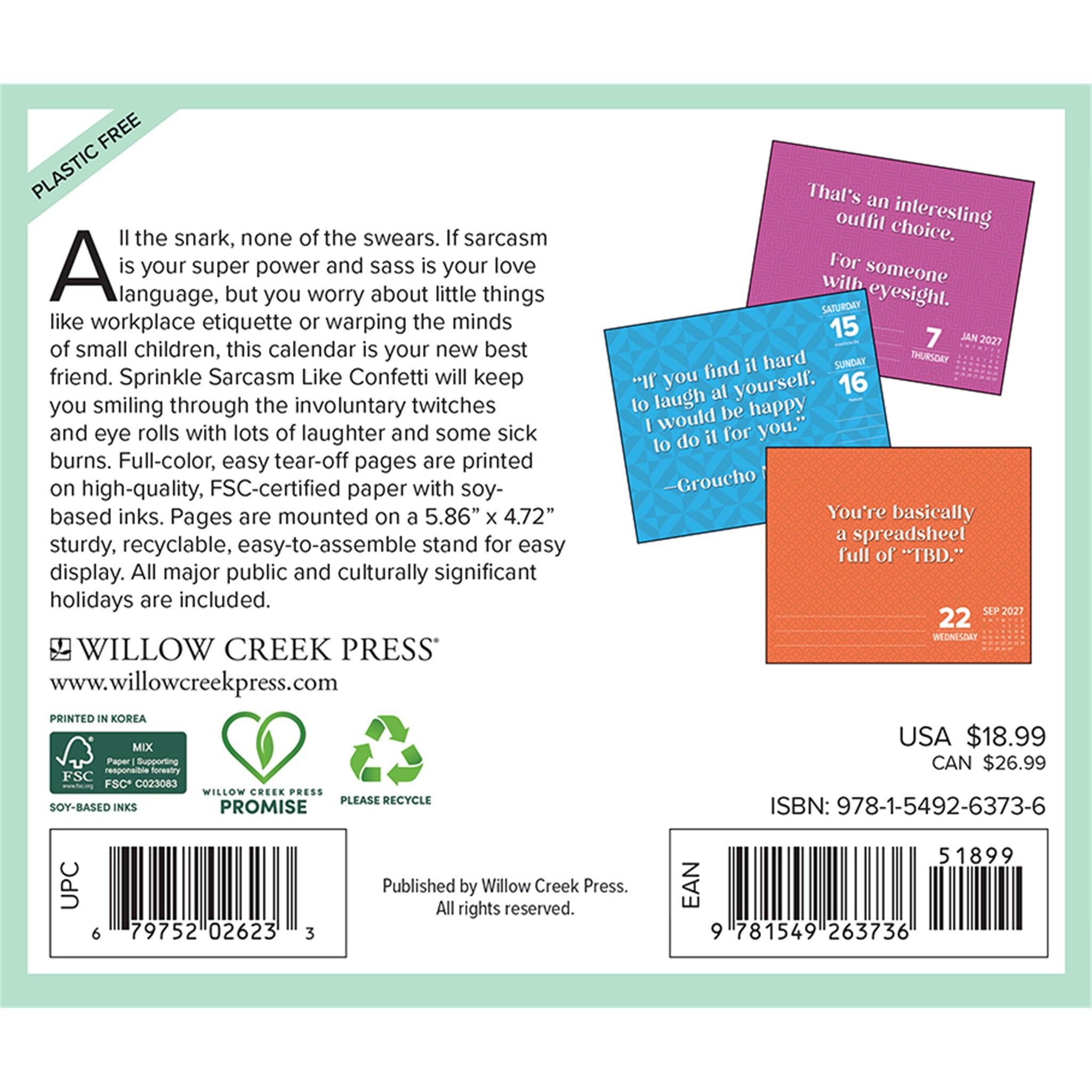 Sprinkle Sarcasm Like Confetti 2027 Box Calendar - Online Only