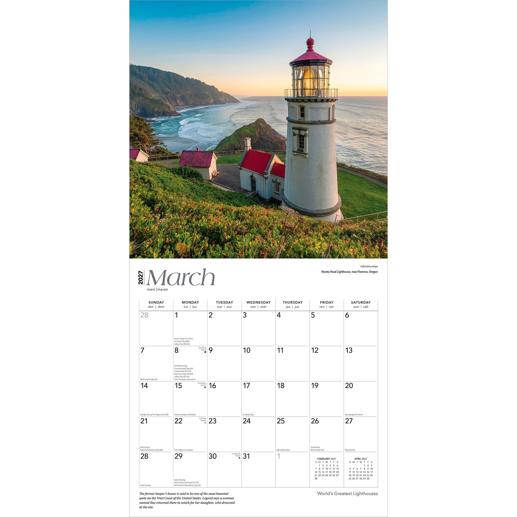 World's Greatest Lighthouses 2027 Wall Calendar