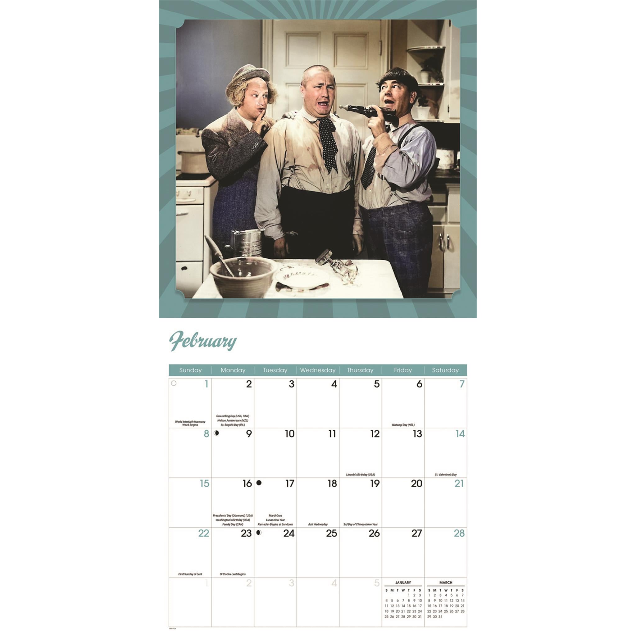 Three Stooges 2026 Wall Calendar