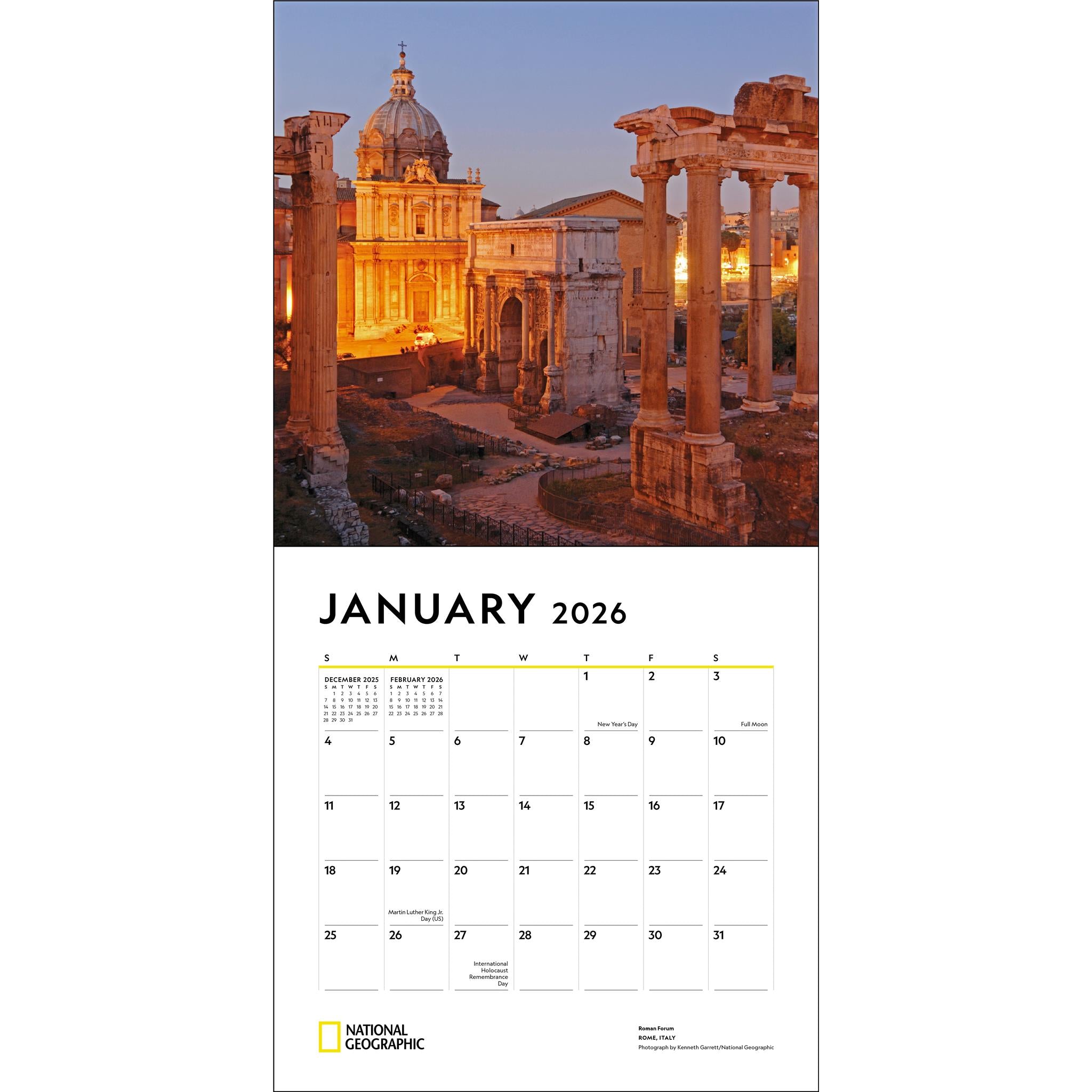 Calendrier mural National Geographic Voyages d'une vie 2026 - Disponible uniquement en ligne