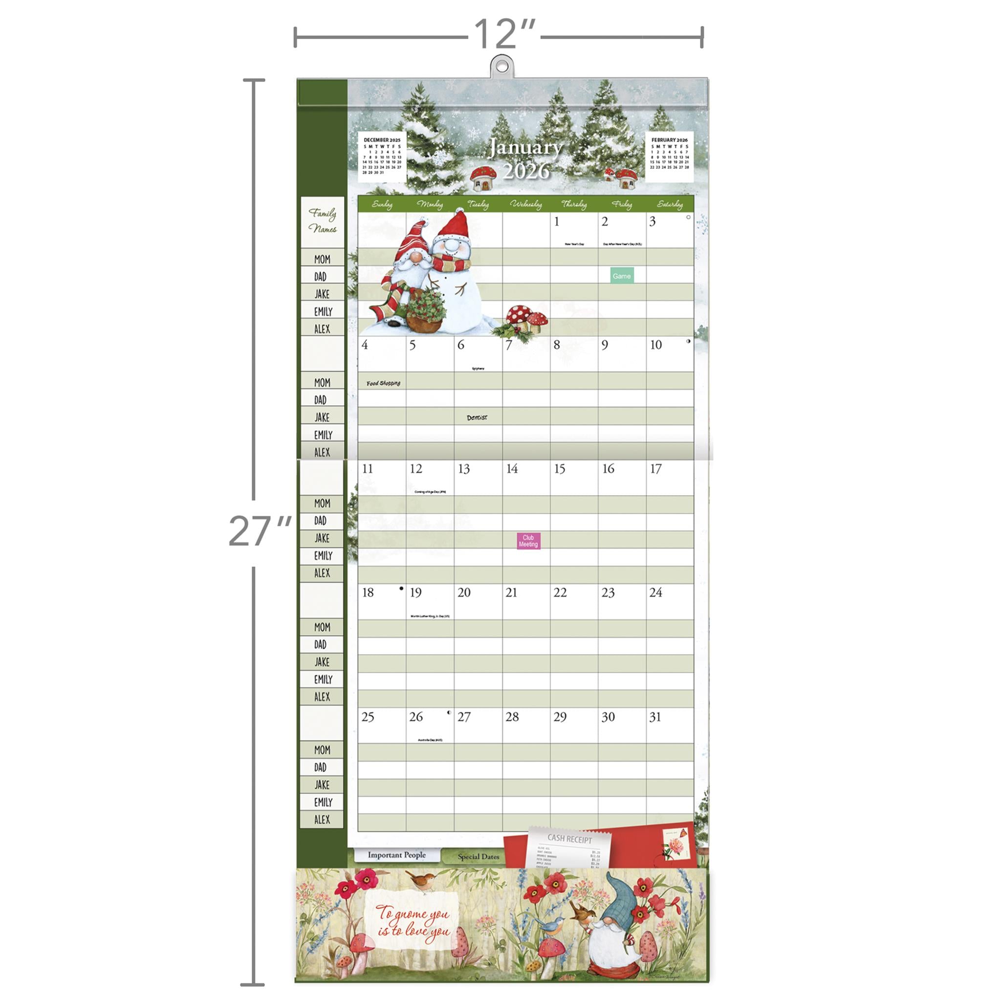 Gnomes Plan It Plus 2025-2026 Wall Calendar