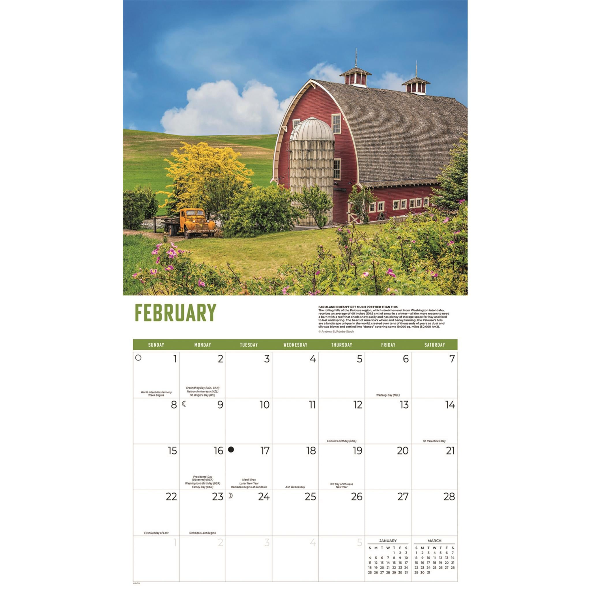 Calendrier mural Barns 2026