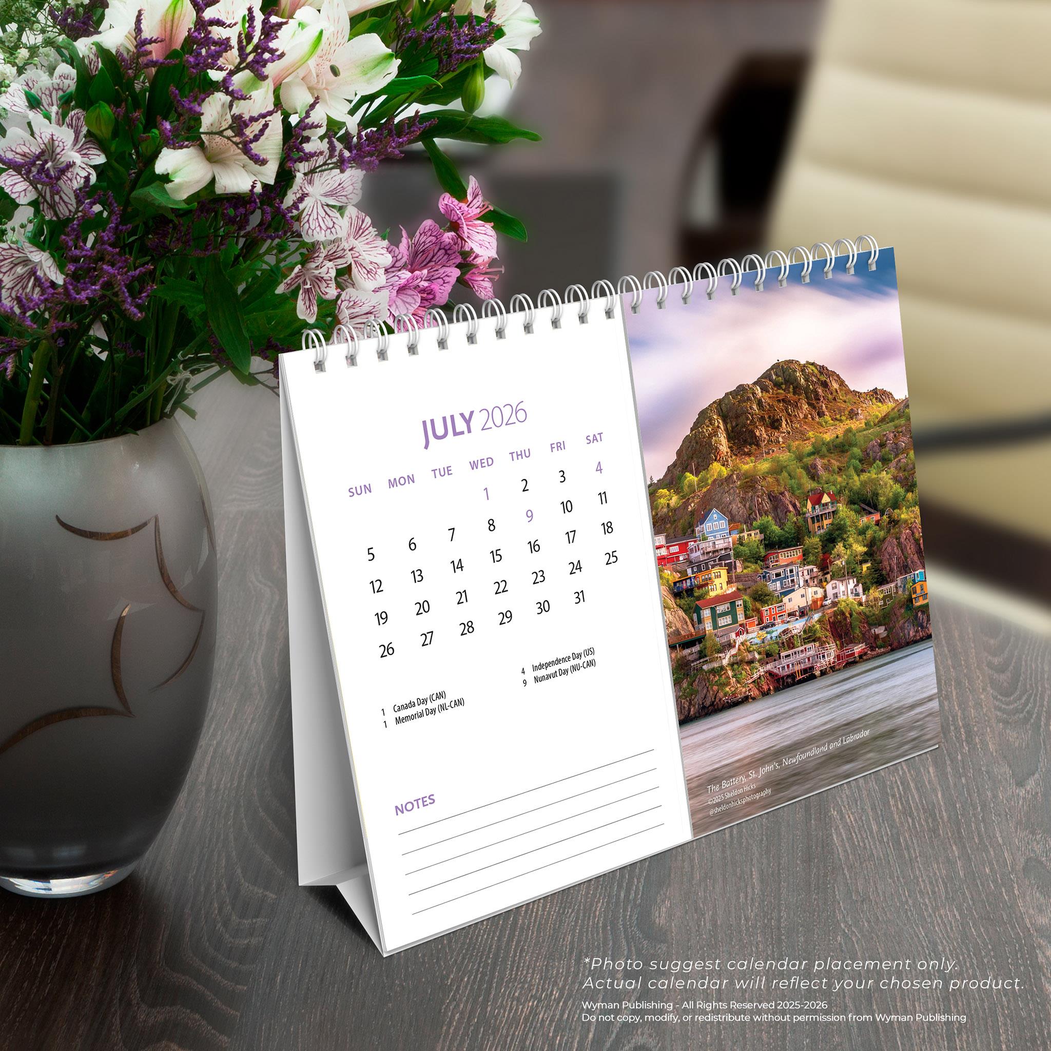 Calendrier de chevalet panoramique double vue 2026 de Canadian Geographic