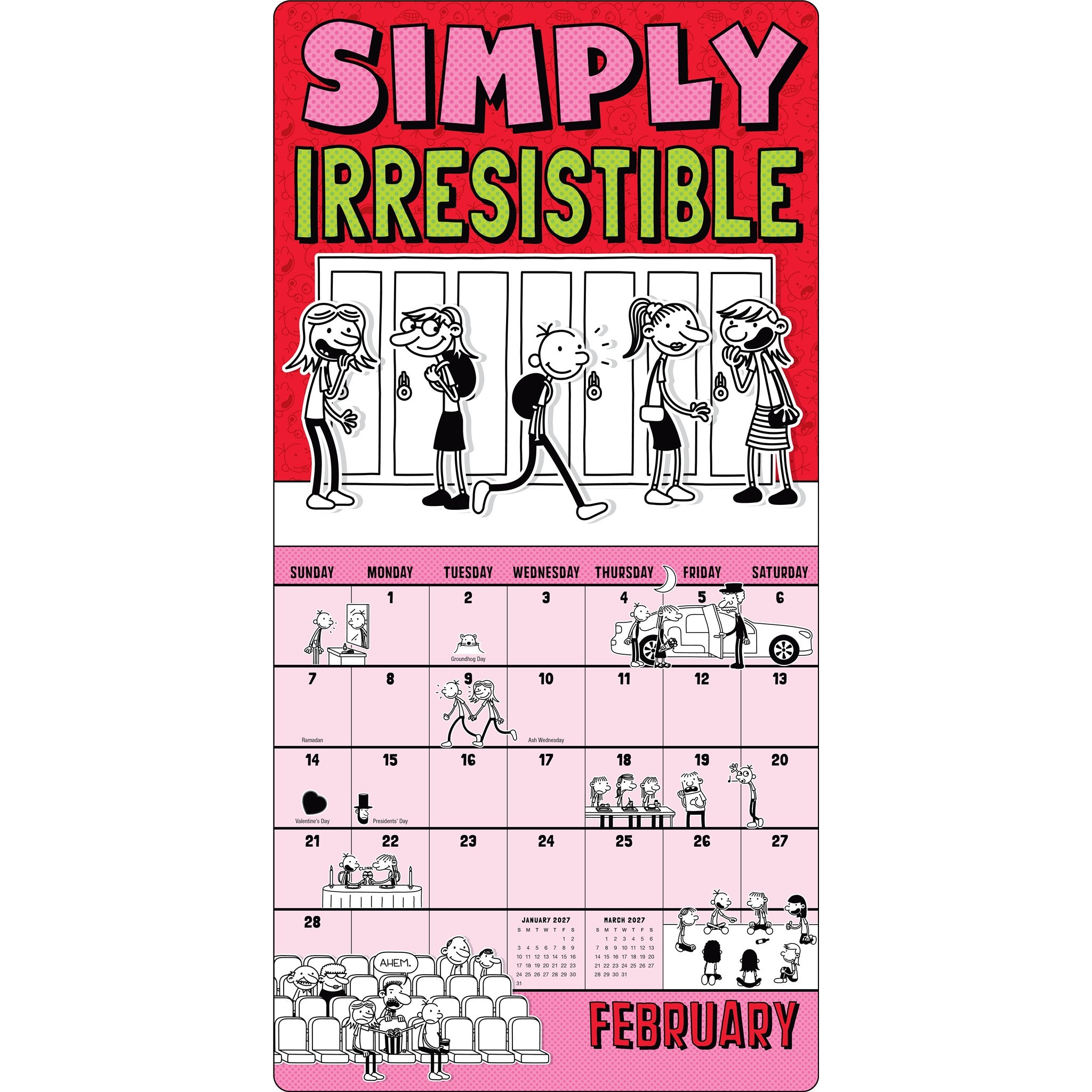 Wimpy Kid with Stickers 2027 Wall Calendar