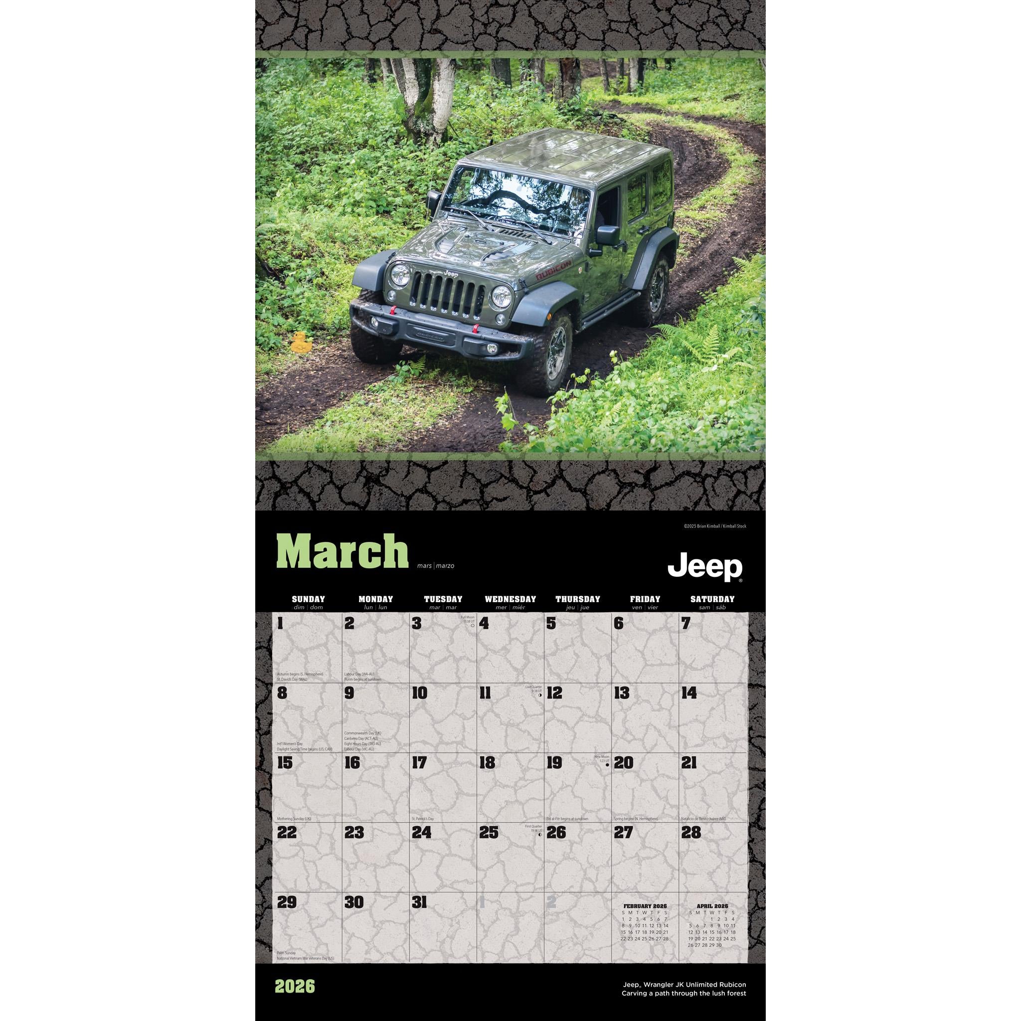 Calendrier mural Jeep 2026