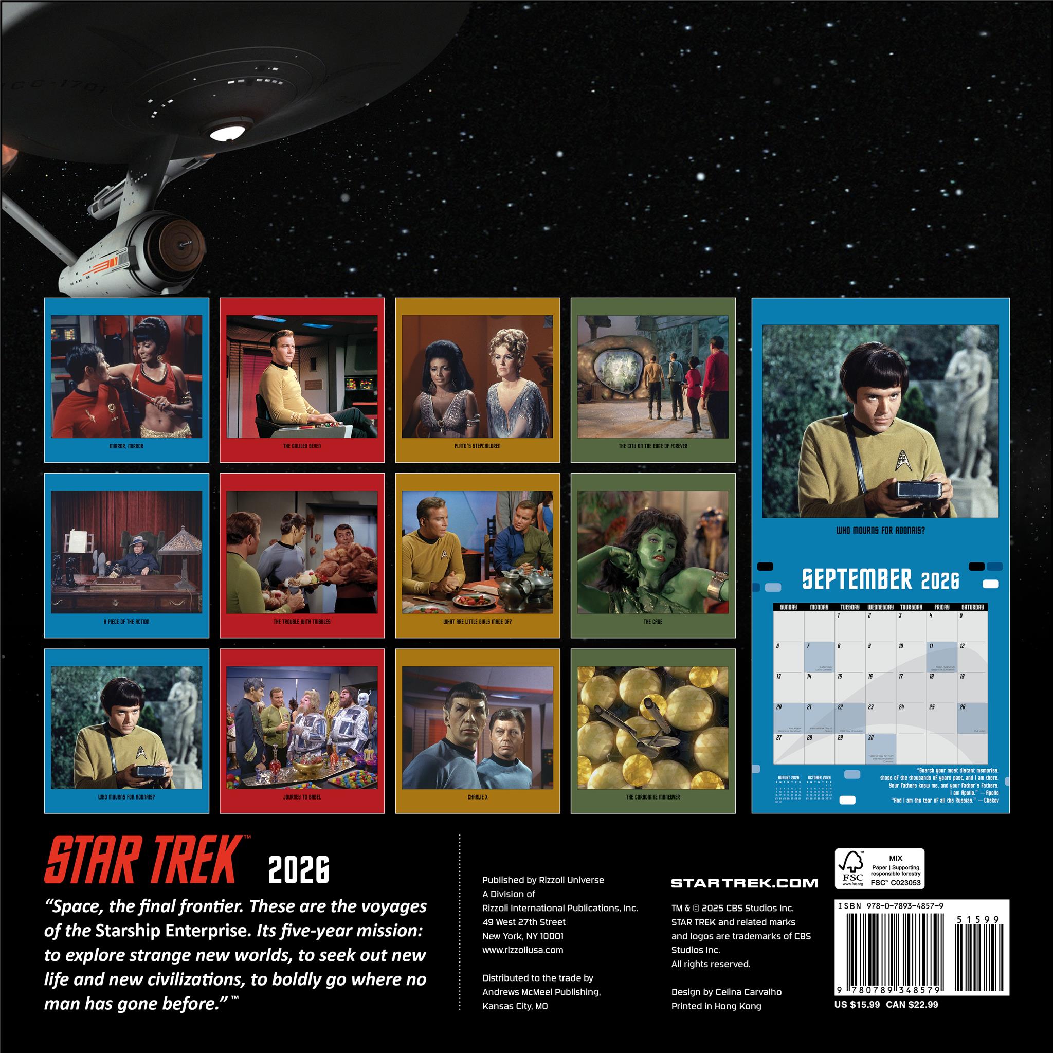 Calendrier mural Star Trek 2026