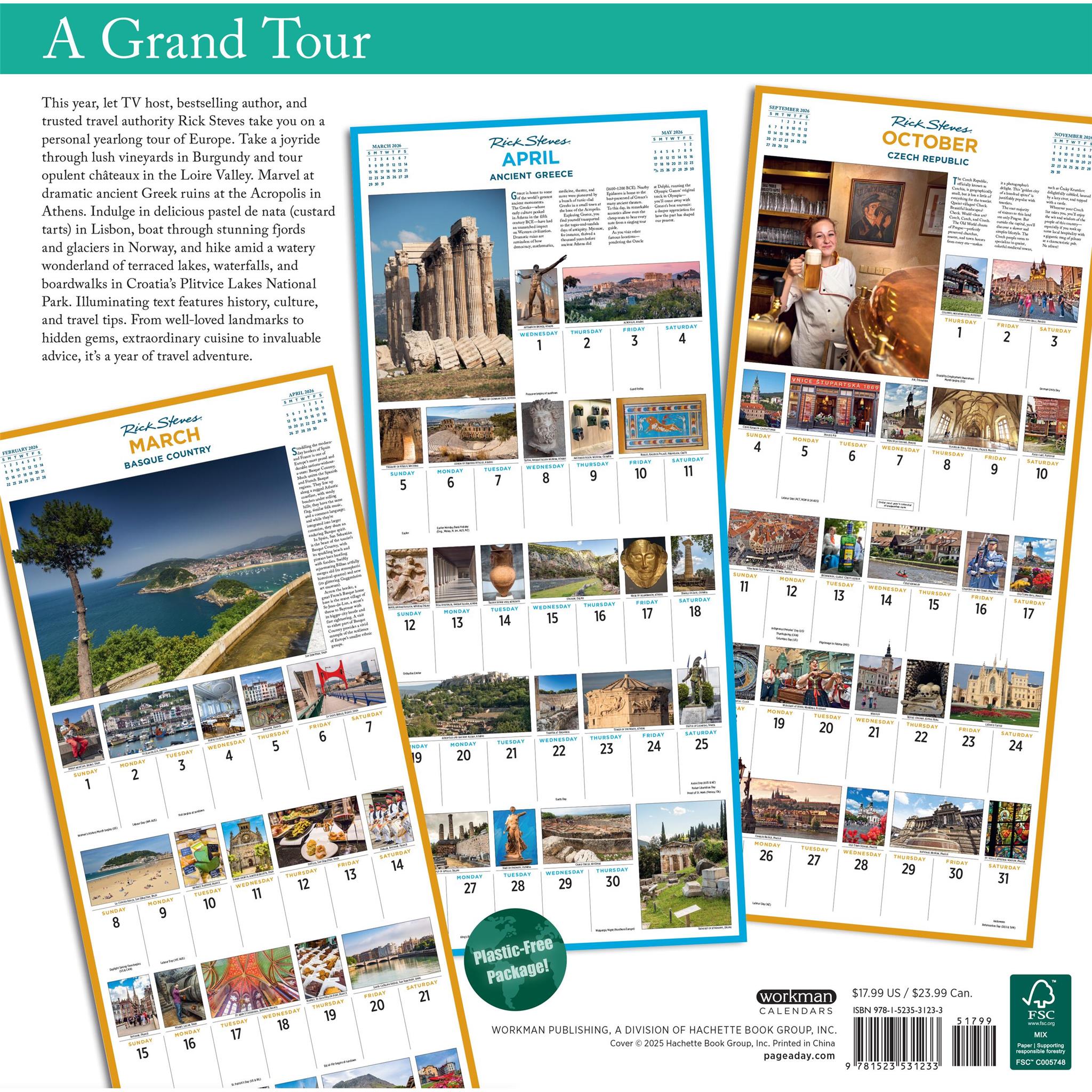 Calendrier mural Europe 365 Rick Steves 2026