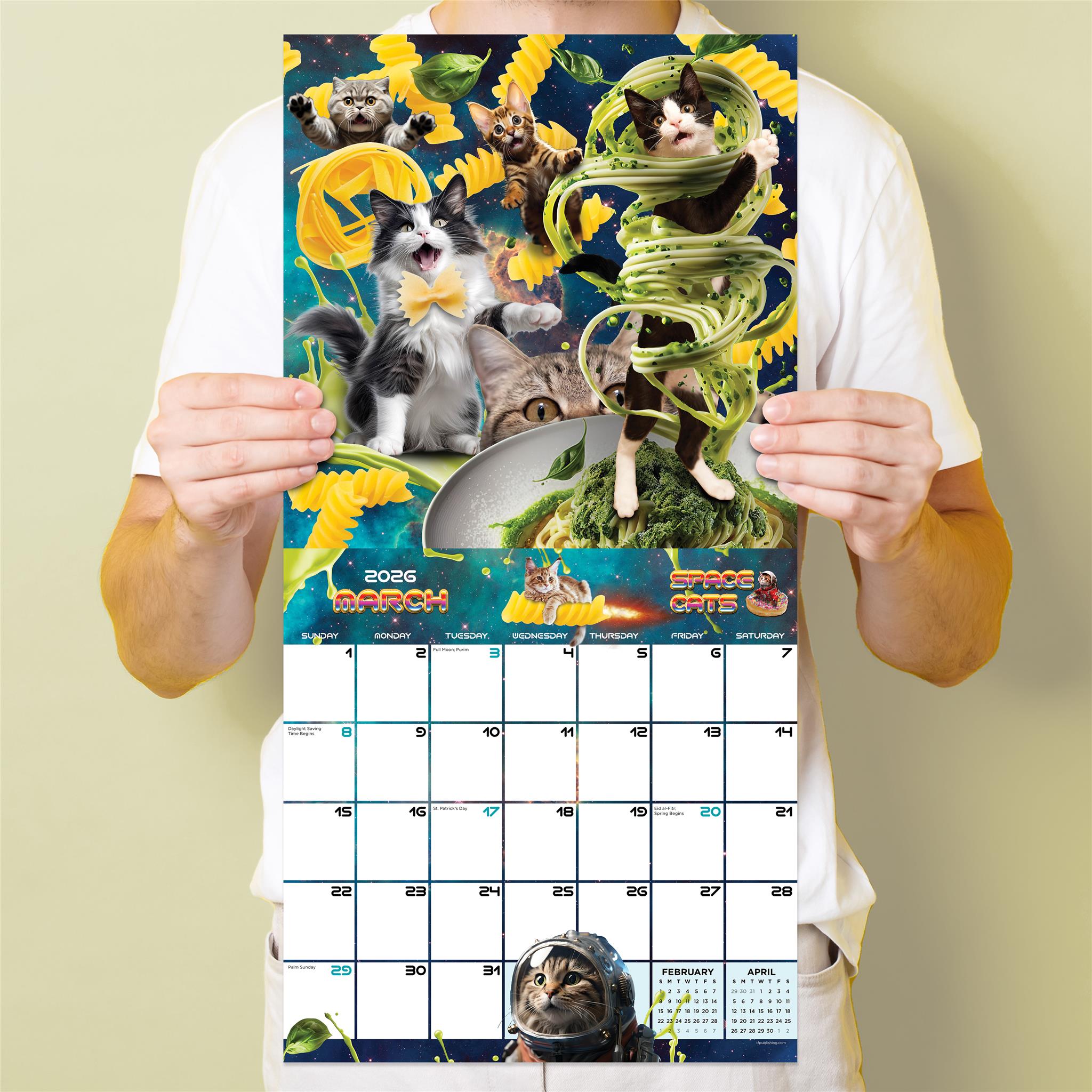 Calendrier mural Space Cats 2026 - Disponible uniquement en ligne