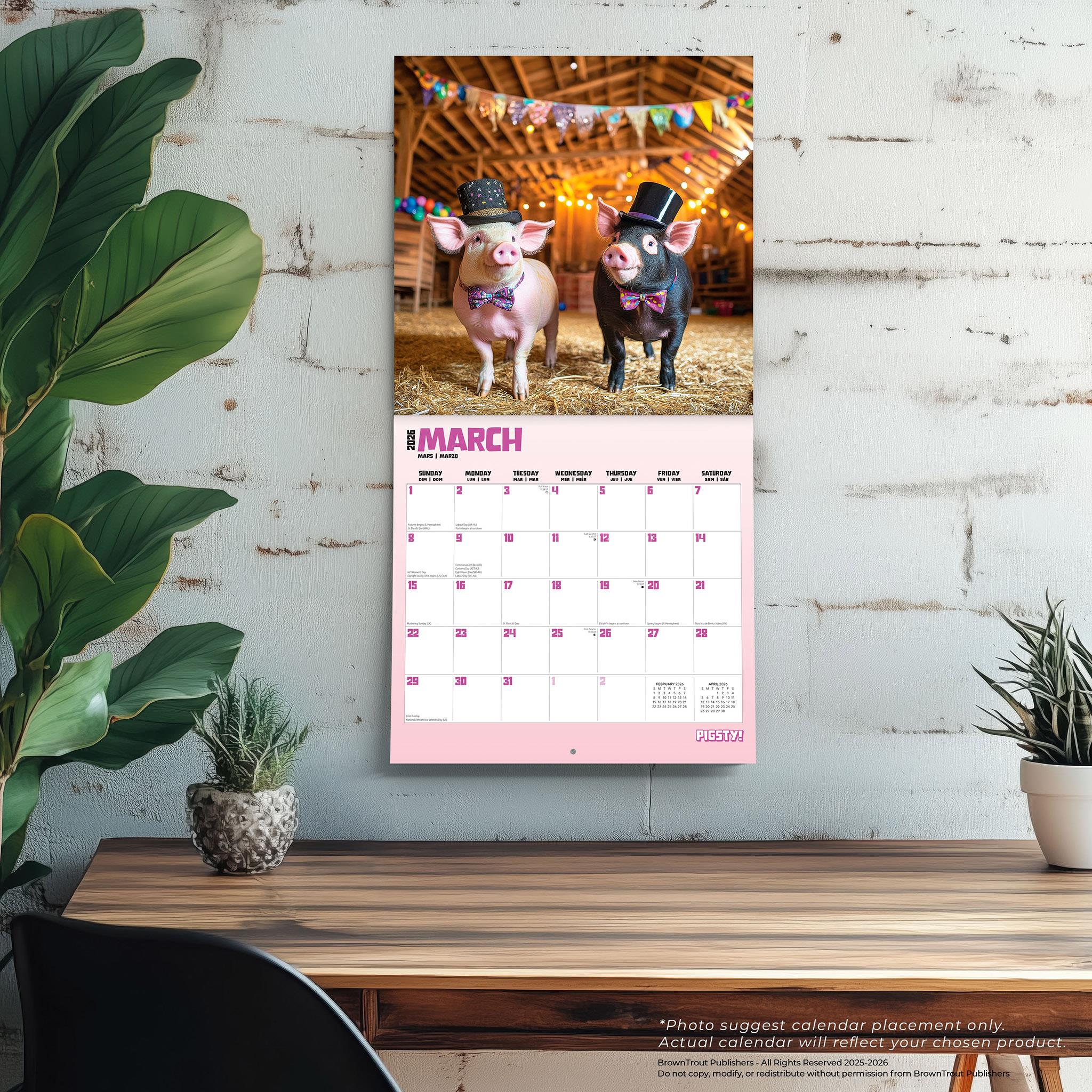 Pigsty 2026 Wall Calendar - Online Only