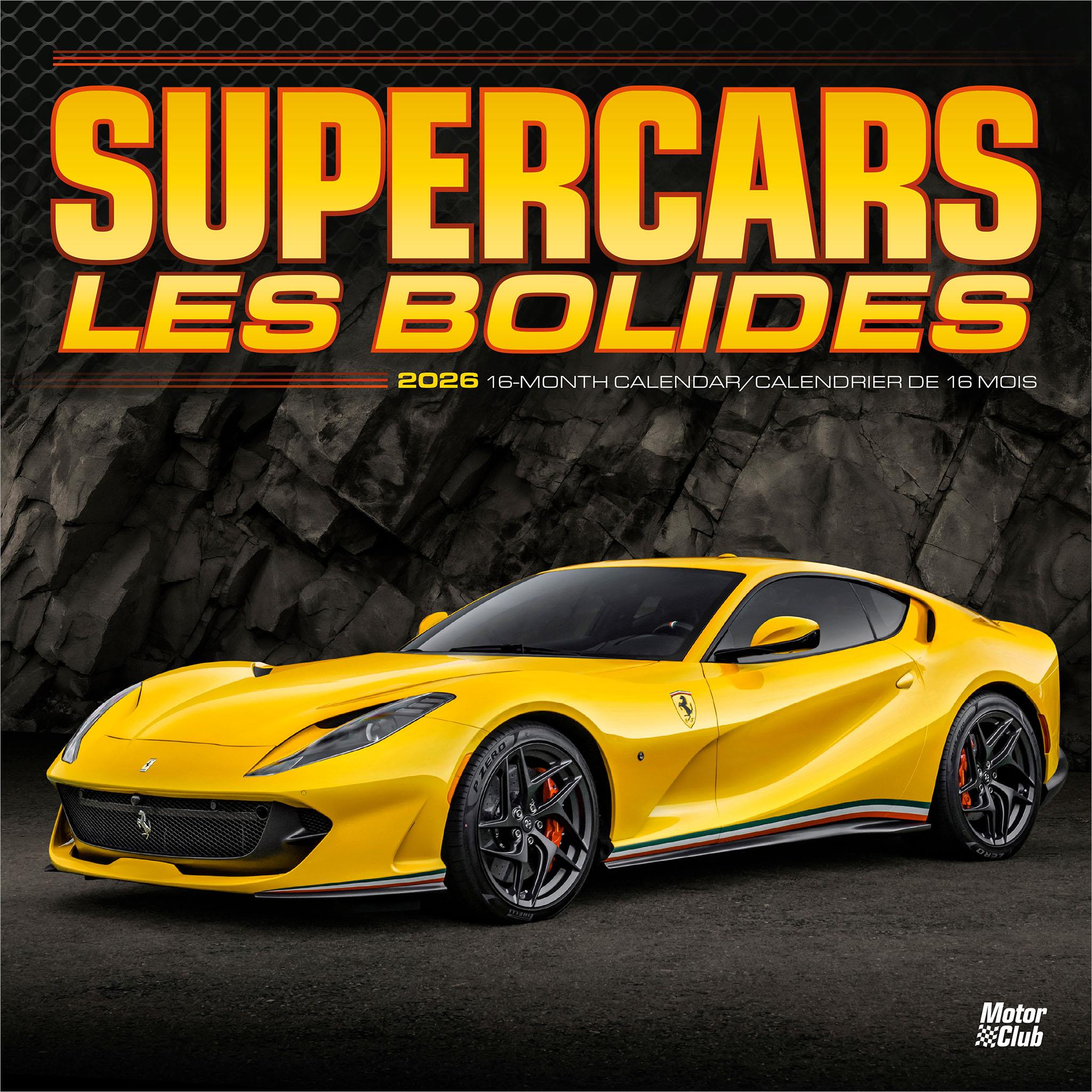 Calendrier mural Supercars Les Bolides 2026 (français)